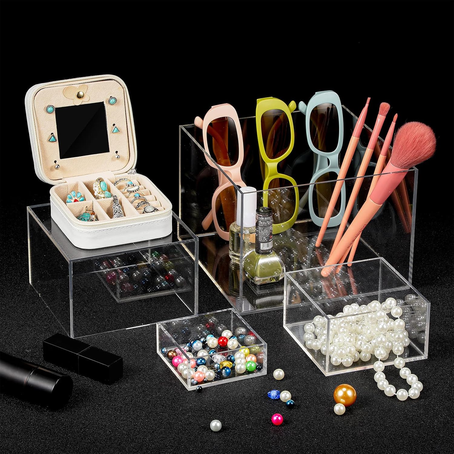 ODM Geelin 6 Pack Acrylic Risers for Display Acrylic Cube Boxes Risers Display Stands with Hollow Bottoms Decorative Stand for Jewelry Candy Table Decor 6 Sizes(Clear) Custom Logo Service