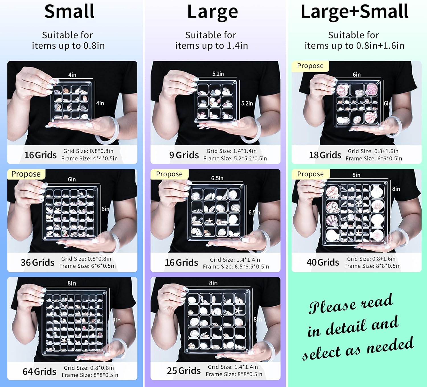 Direct Manufacturer Multi-Style Clear Acrylic Magnetic Seashell Display Collecting Box, Acrylic Shadow Box for Tiny Treasure Hunting Seashell Holder Display Grid Cabinet Case Box,Display Seashell Jewelry Crystal Low MOQ