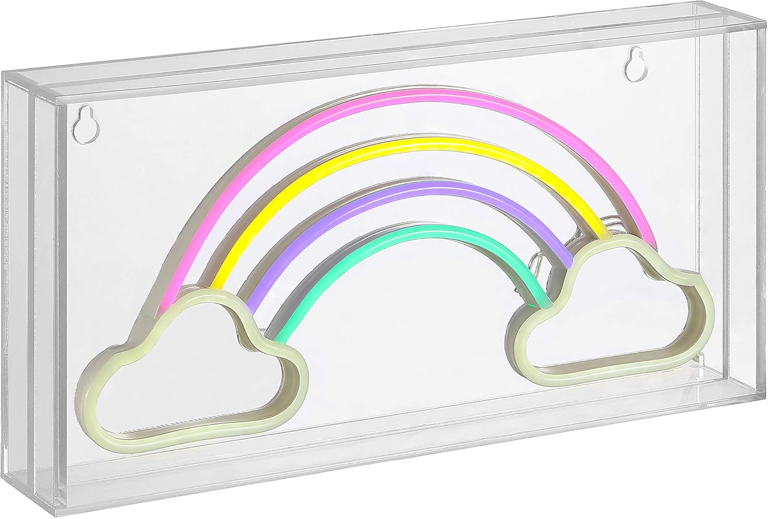 Private Label JONATHAN Y NEN1004A Rainbow 11.75" Contemporary Glam Acrylic Box USB Operated LED Neon Light, Multi-Colored Plug in Wall Light for Bedroom Wall Décor, Kids Bedroom, Party Supplier Ecommerce Ready Product