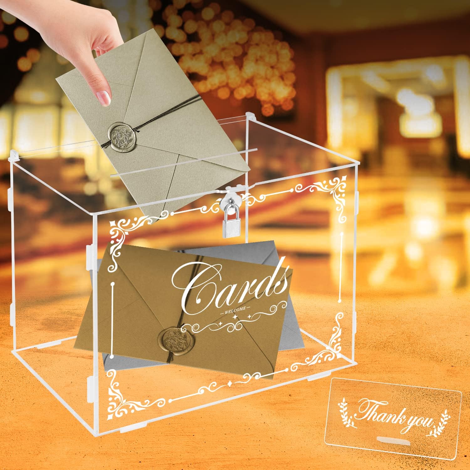ODM Ywlake Acrylic Wedding Card Box Money Post Gift Box Holder, Clear Card Box Large Letter Envelope Boxes with Lock and Slot for Reception Anniversary Birthday Party Baby Shower Custom Mold Development