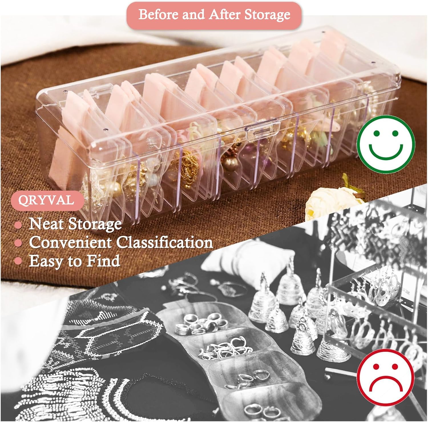 ODM Jewelry Organizer and Storage Box with 24 EVA Anti Tarnish Bags, Travel Acrylic Case for Earrings, Necklaces & Rings, Elegant Gift for Women & Girls (Mocha Brown) Custom Mold Development