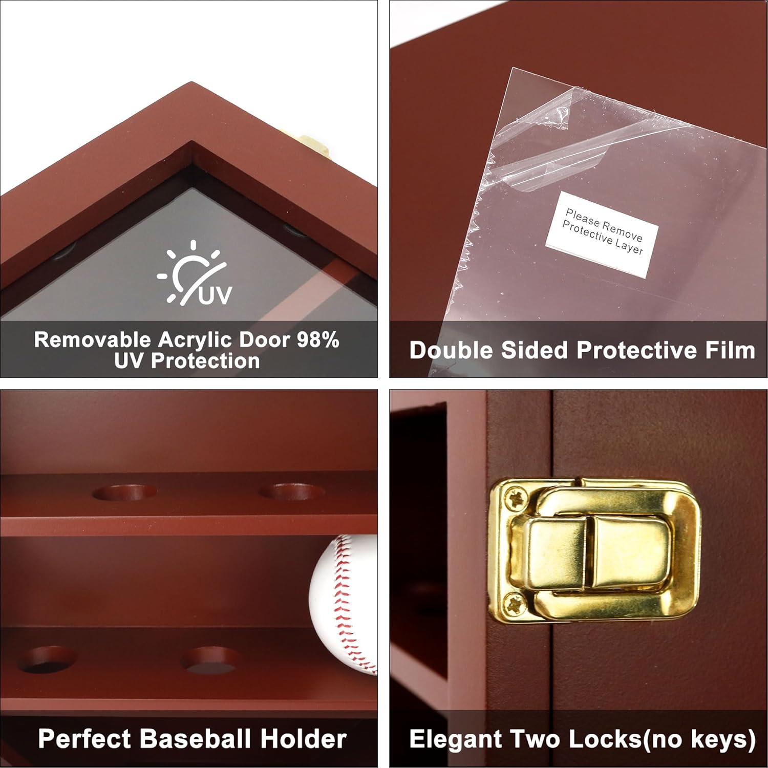 Private Label Baseball Display Case & Shadow Box - Lockable Acrylic Door Wall Mount Cabinet for 12 Baseballs - 13x16 Inch Collectible Display Frame for Enthusiasts (Black) Custom Mold Development