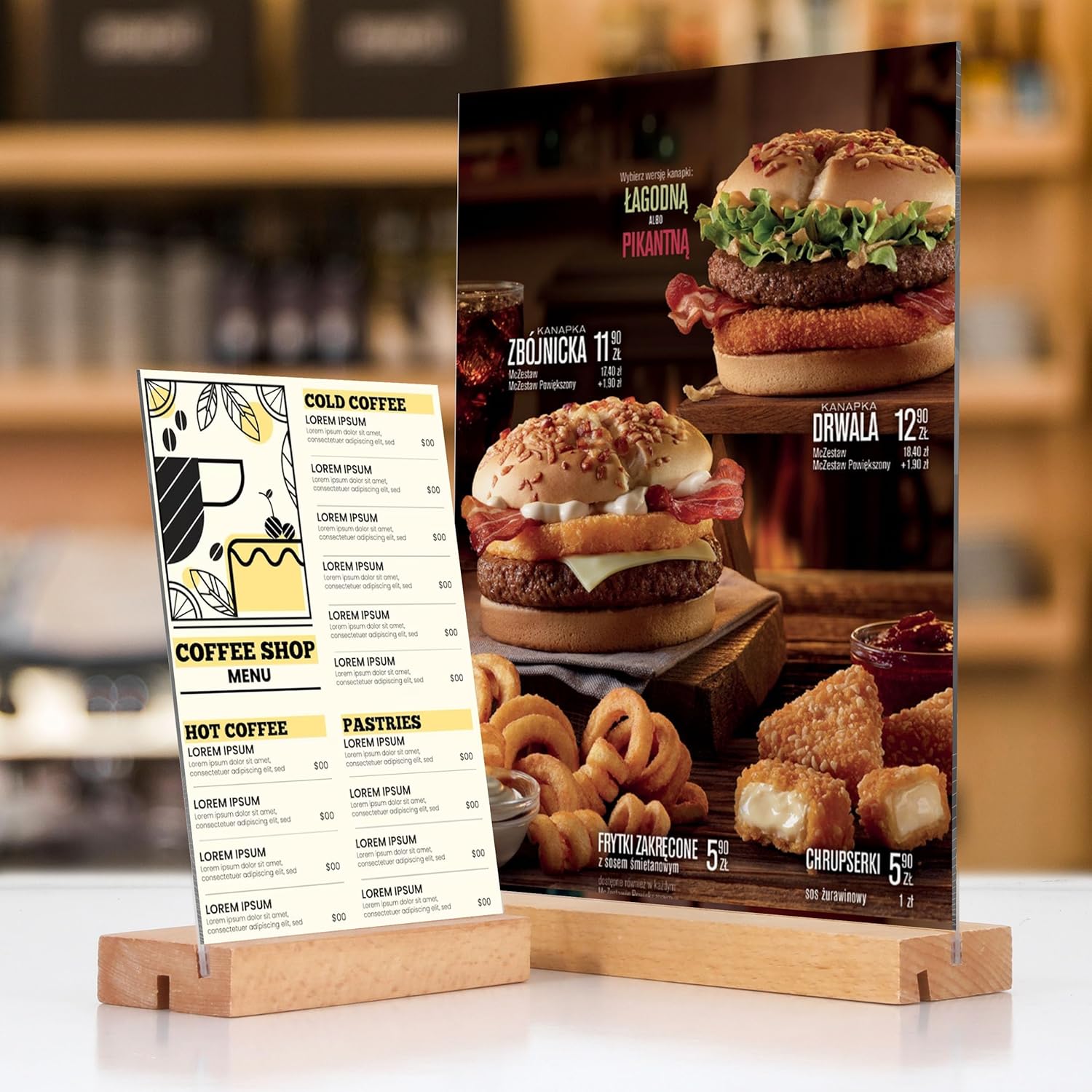 Wholesale NEWNEWSHOW® 8.5x11 Acrylic Sign Holder with Wood Base Wood Sign Holder Vertical or Slant Back Display China Factory Bulk Supply
