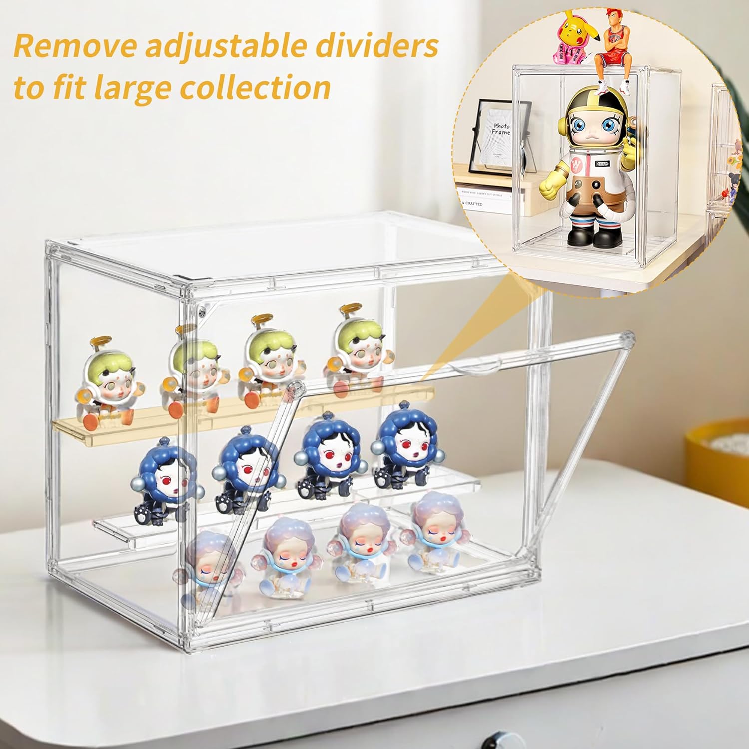 Wholesale OEM ODM Acrylic Display Case,3 Layer Clear Display Case Adjustable Display Box Stand with 2 Movable Dividers 2 Pack Small Showcase Magnetic Door for Collections Mini Figures Factory & Supplier