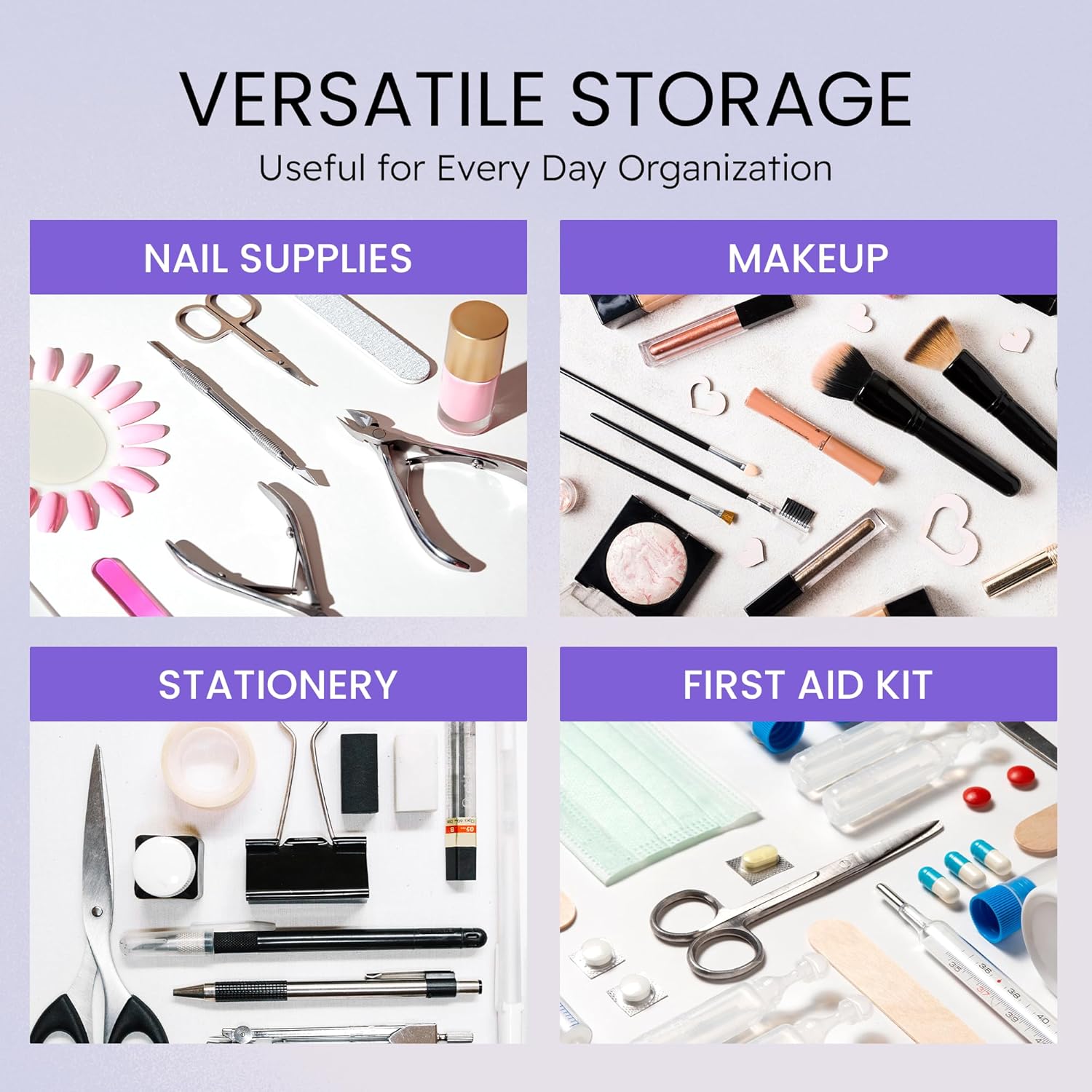 Private Label Beauticom Personal Box Storage Case for Professional Manicurist Nails Pedicure (Large Size) (4 Pieces Mix Color, Mix Color: Pink, Blue, Frosted, Purple) Custom Logo Service