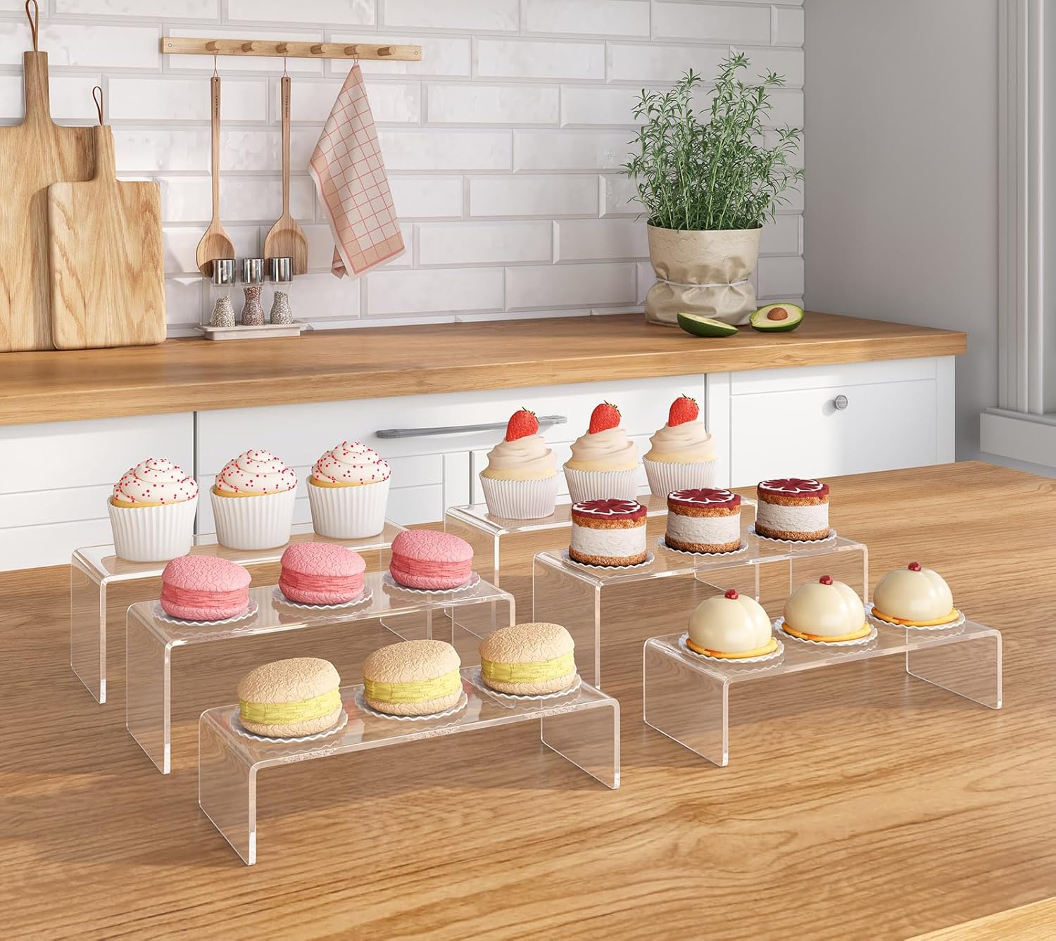 Wholesale OEM ODM 6 Pcs Clear Acrylic Display Riser, Rectangle Acrylic Risers for Display Suitable for Food Dessert, Perfume, Cosmetics, Jewelry, Collectibles, Puppets, Anime Characters Factory & Supplier