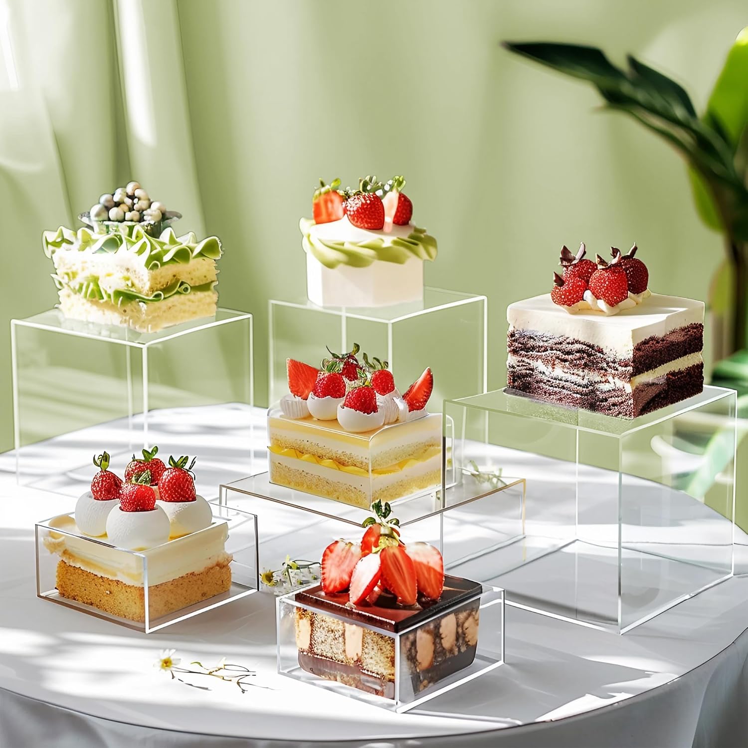 ODM 6Pcs Buffet Risers, Food Risers for Buffet, Acrylic Boxes for Display Cube Riser Display Cases Acrylic Square Cube Display Base, Clear Custom Logo Service