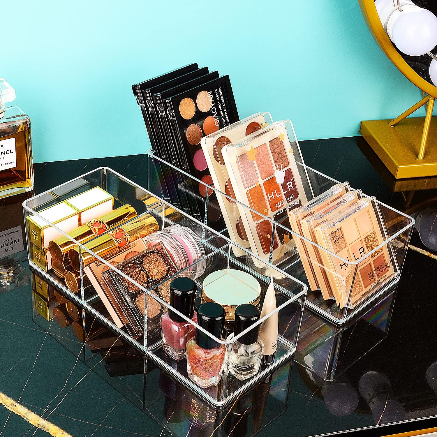 Private Label JessLab Acrylic Makeup Organizers, 3-Section Bathroom Organizer for Drawer, Cosmetic Display Cases for Vanity, Countertop, Desk, Kitchen, and Cabinet Storage Factory Direct Price