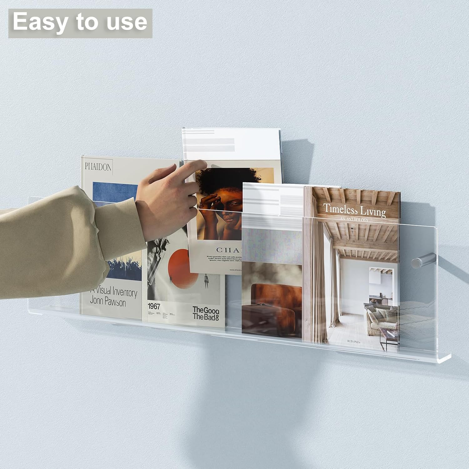 Wholesale Acrylic Magazine Holder, 2 Pack Hanging Bookshelf Magazine Rack, Wall Mounted Floating Brochure Display for Waiting Room, Office, Home (Clear, 24 Inch) China Factory Bulk Supply