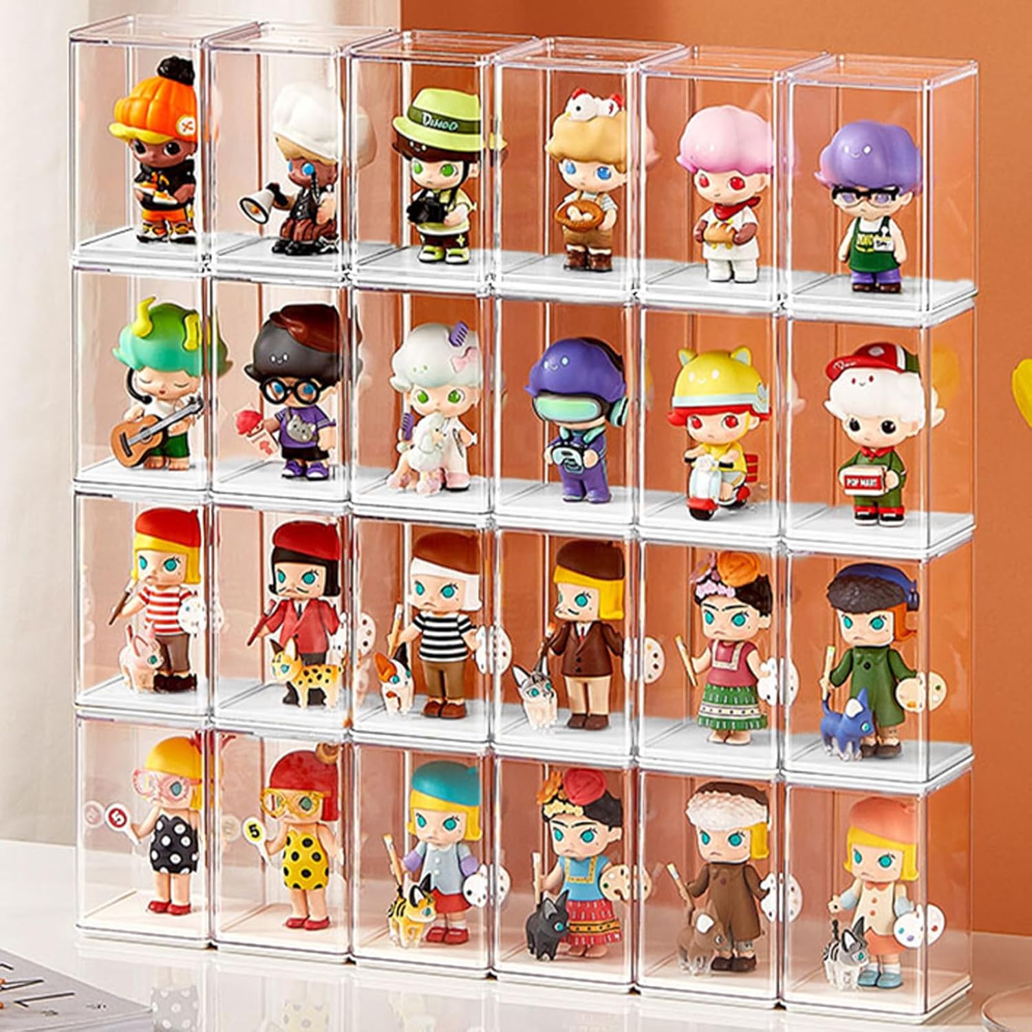 Wholesale OEM ODM 6 PCS Display Boxes Clear Acrylic Figures Display Case Stackable Blind Box for Collectibles-Figures, Fully Assembled Dustproof Storage Organizer Box for Lego Collectibles Action Figures Pop Mart Factory & Supplier