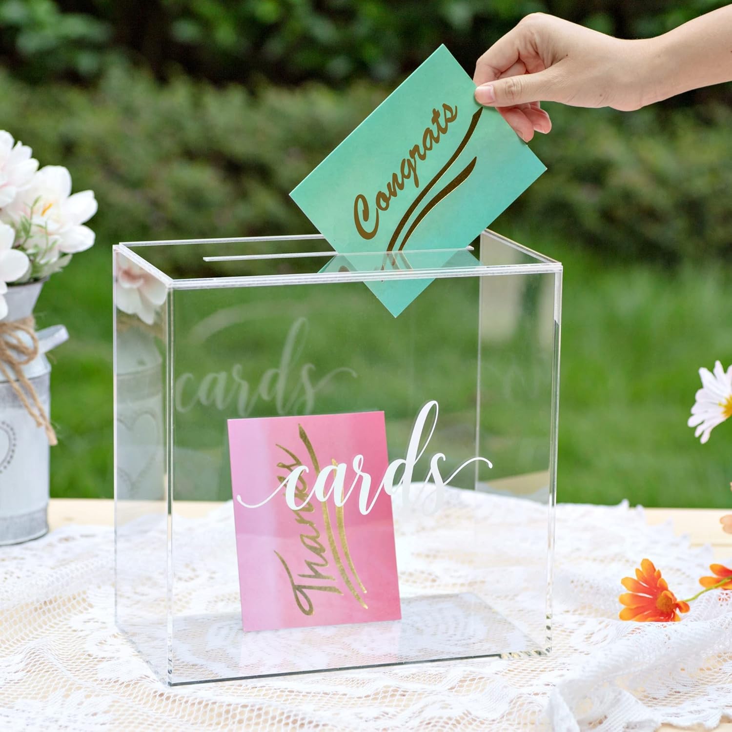 ODM UNIQOOO Clear Acrylic Card Box w/Slot, Thick DIY Wedding Box Blank White Print, Large 10x10x5.5 in, for Reception Decoration Fundraiser Money Box Election Ballot Graduation Keepsake Party Favor Custom Mold Development