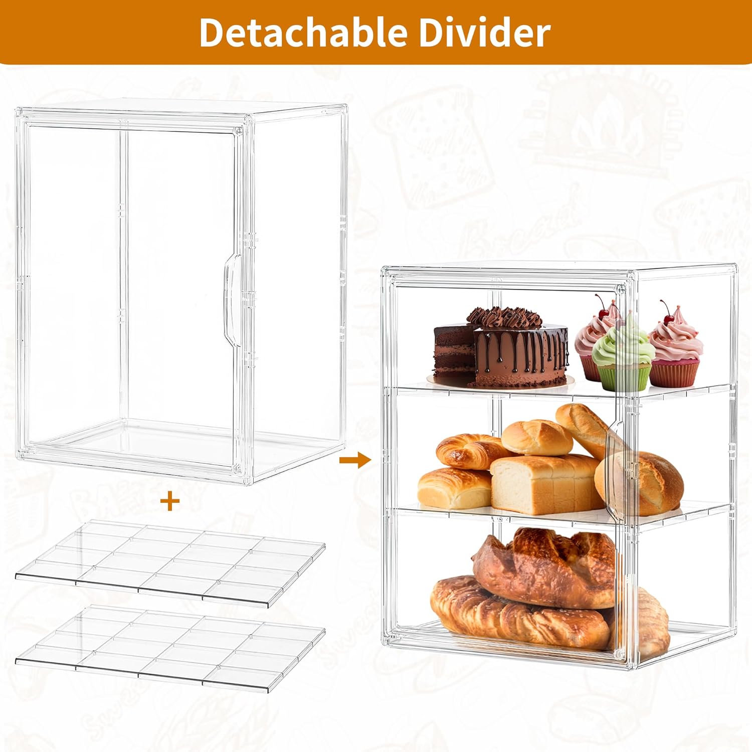 Wholesale OEM ODM Bakery Pastry Display Case 3 Layer Large Clear Bread Box For Kitchen Countertop Bread Storage For Homemade Bread, 10.6" L x 8.7" W x 14.2" H, 1 Pack Factory & Supplier