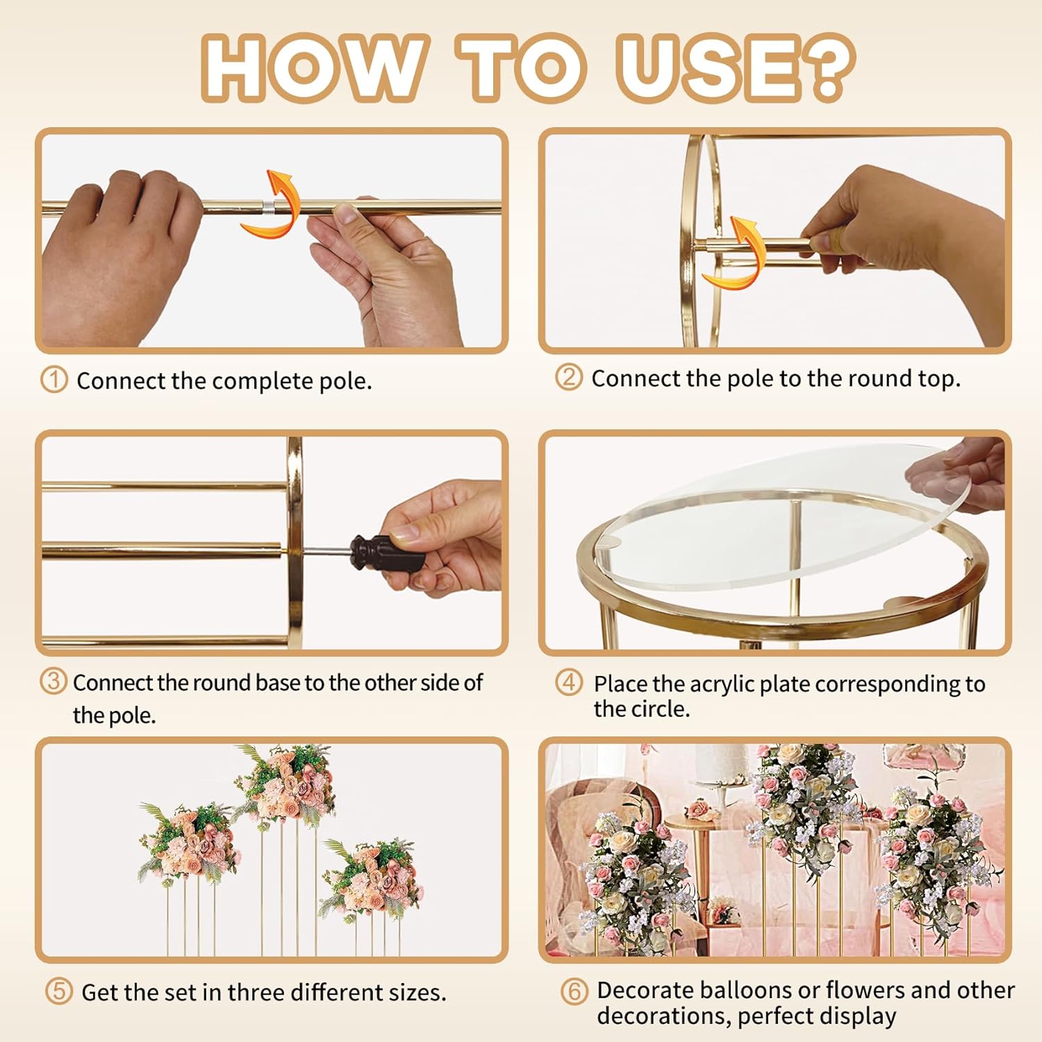 Private Label 3pcs Gold Metal Plant Stand, Cylinder Pedestal Stands for Parties, Metal Plant Columns Pedestal Stands for Display, Round Cylinder Columns tables for Weddings Cake Stand Floor Plant Tables OEM Wholesale Manufacturer
