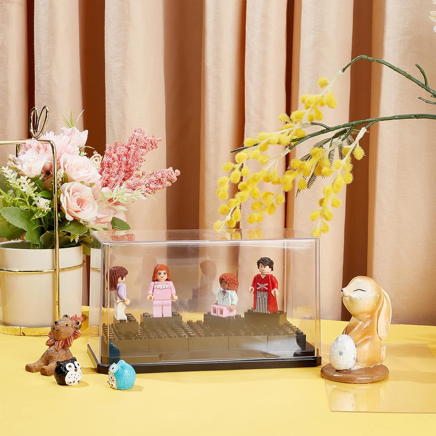 Wholesale OEM ODM OLYCRAFT Clear Plastic Display Case 7x3.5x4 Inch Display Stand Box Self-Assembl Display Case with Black Base Dust Proof Protection Showcase for Collection Bricks Blocks Models Factory & Supplier