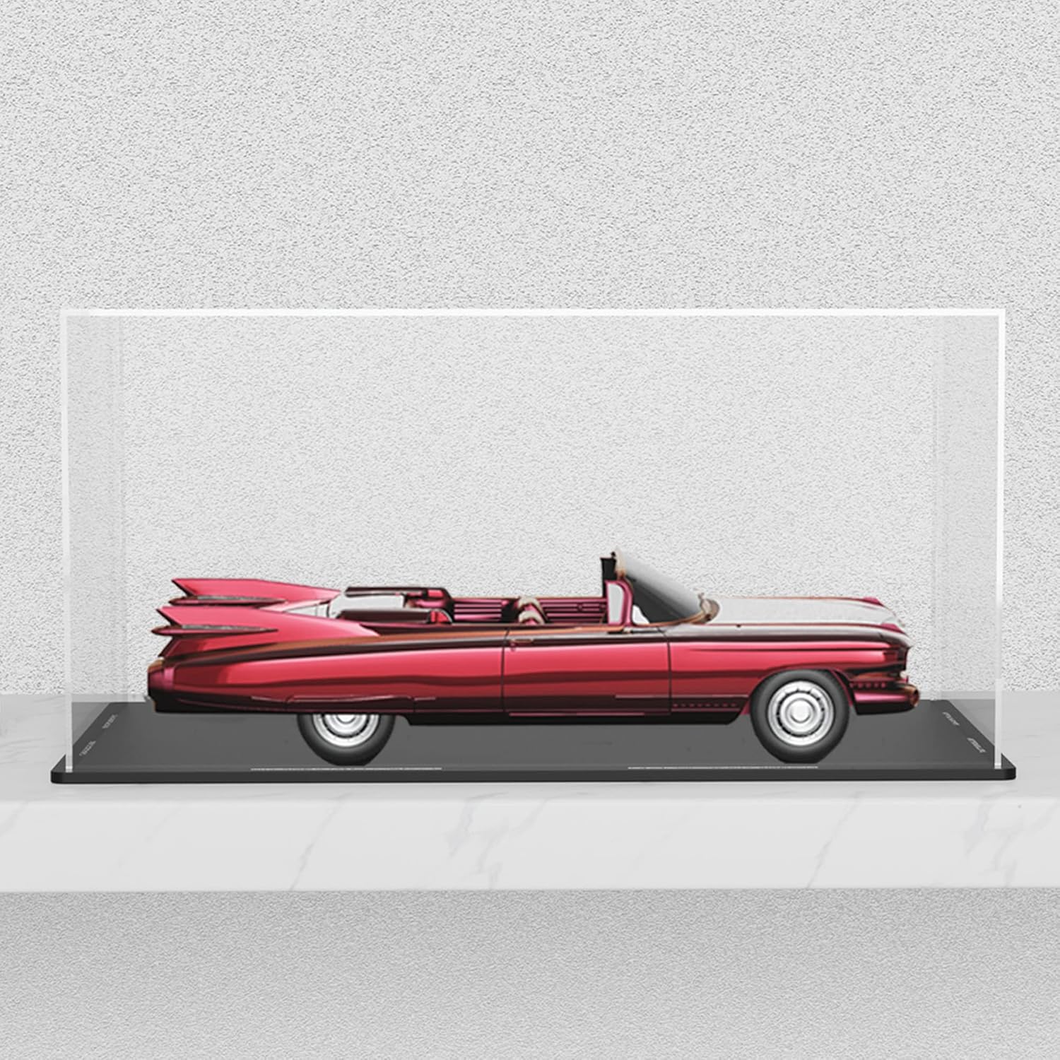 Clear Acrylic Display Case with Matte Black Base, Simple Self-Assembly Dust-Proof Showcase, Countertop Display Box for 1:24 Diecasting Model Cars (10x5x5 inch)