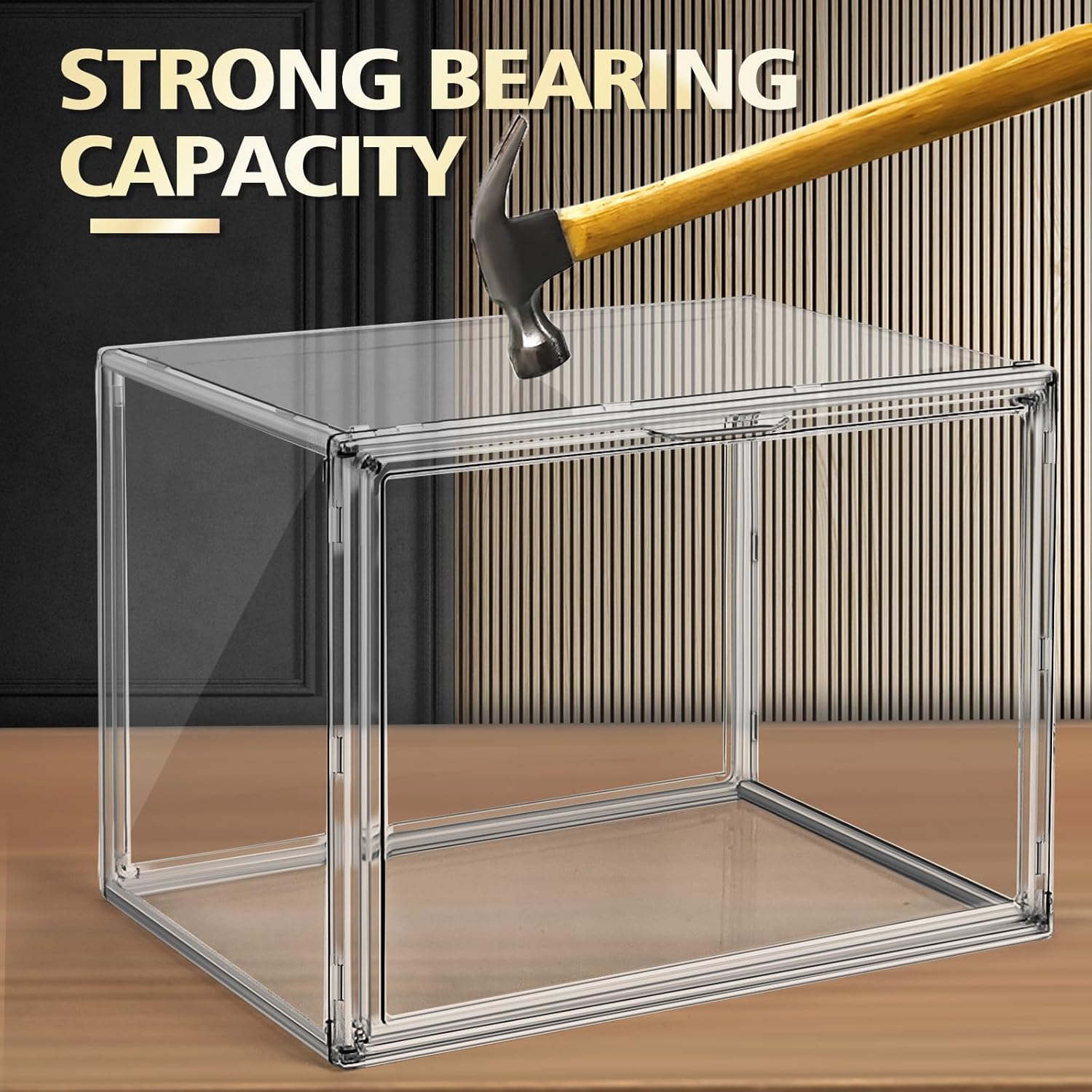 Wholesale OEM ODM 4Pack Clear Shoe Box Organizer, Acrylic Display Cases for Book Cosmetic Figures Collectibles Showcase, X-Large Bag Stackable Plastic Storage Bins with Magnetic Lid Factory & Supplier