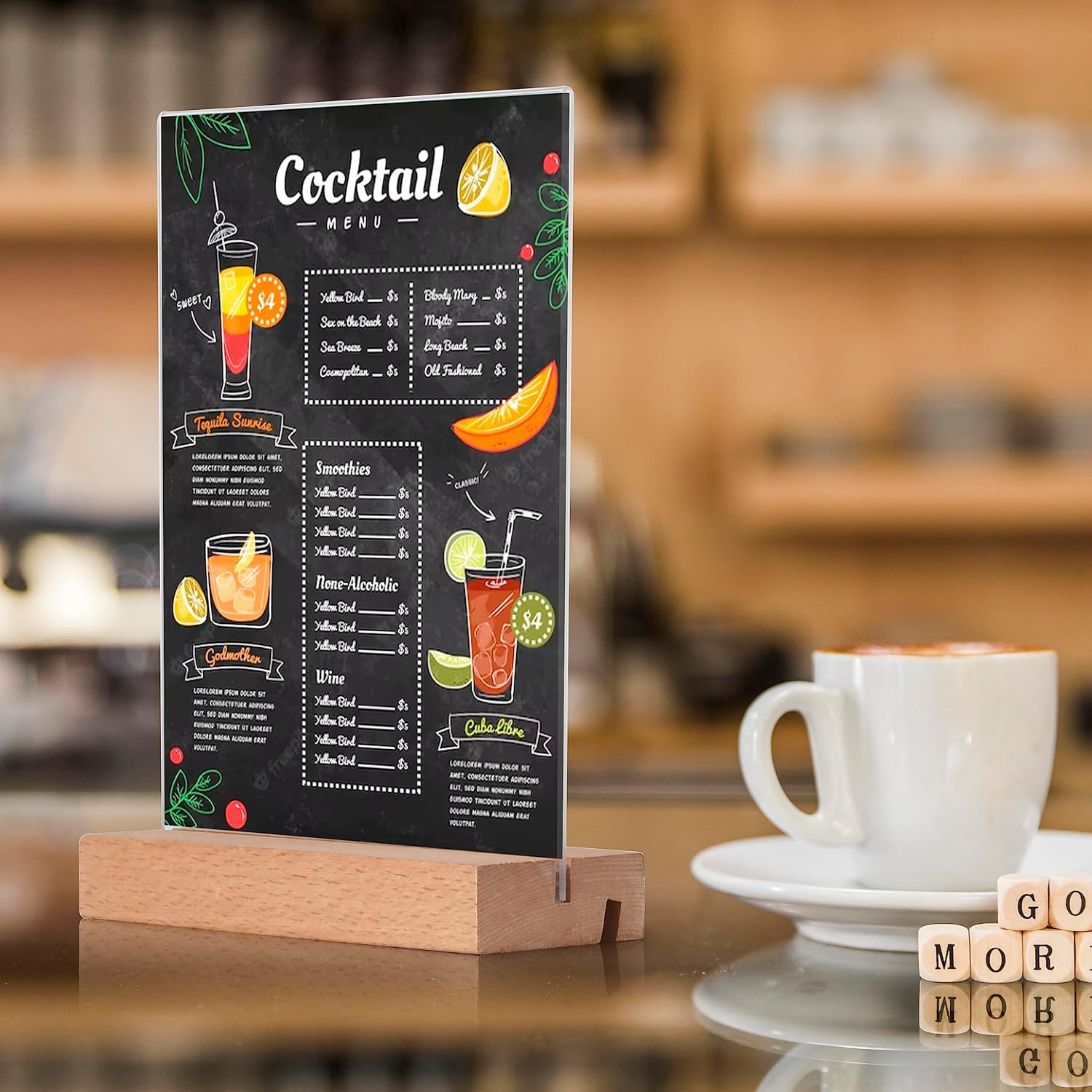 Wholesale NEWNEWSHOW® 8.5x11 Acrylic Sign Holder with Wood Base Wood Sign Holder Vertical or Slant Back Display China Factory Bulk Supply