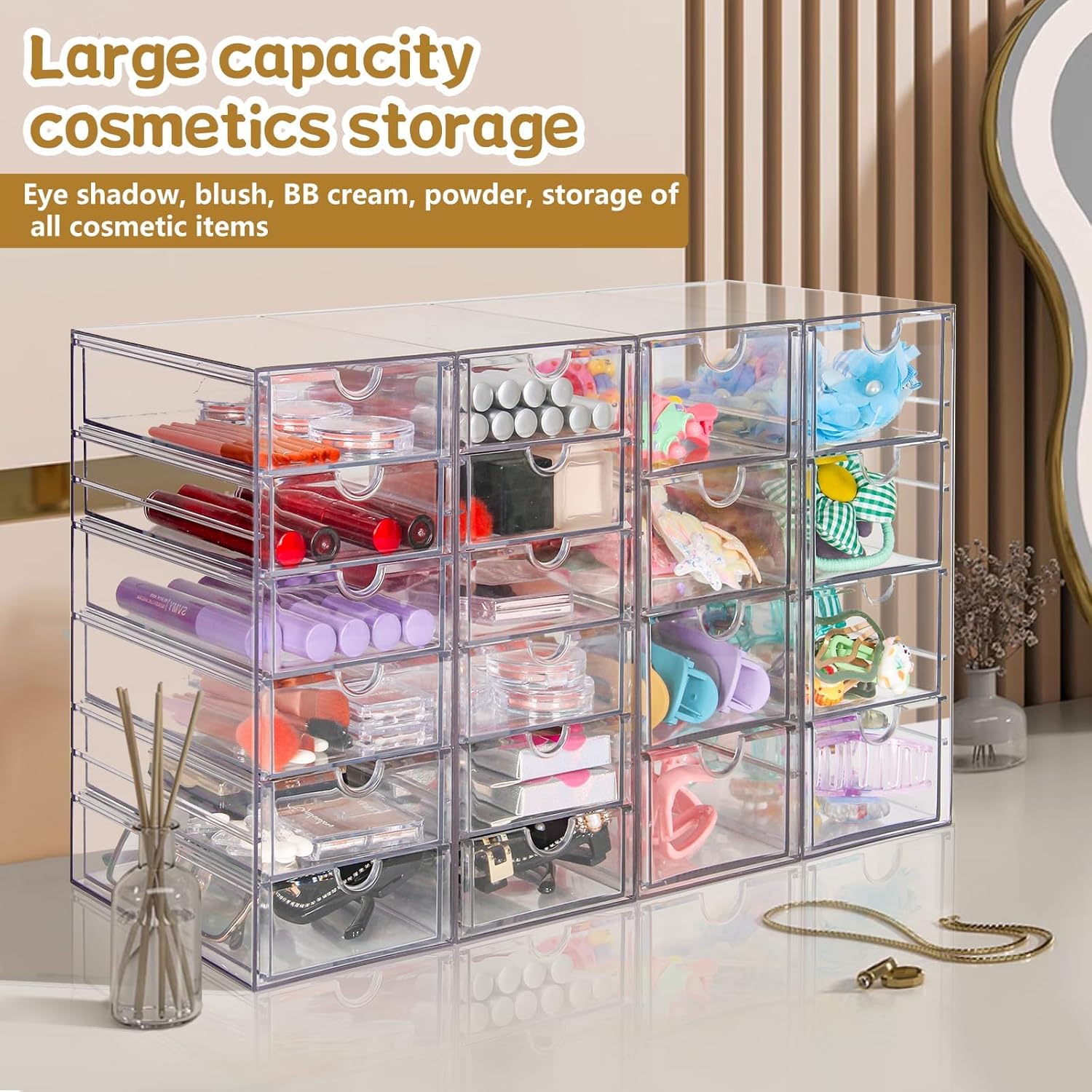 Private Label Acrylic Organizer with Drawers | 20 Drawers 4 Sets | Desk Organizer and Storage, Clear Makeup Organization, For Office/Art Supply/Craft Storage and Organization Factory Direct Price