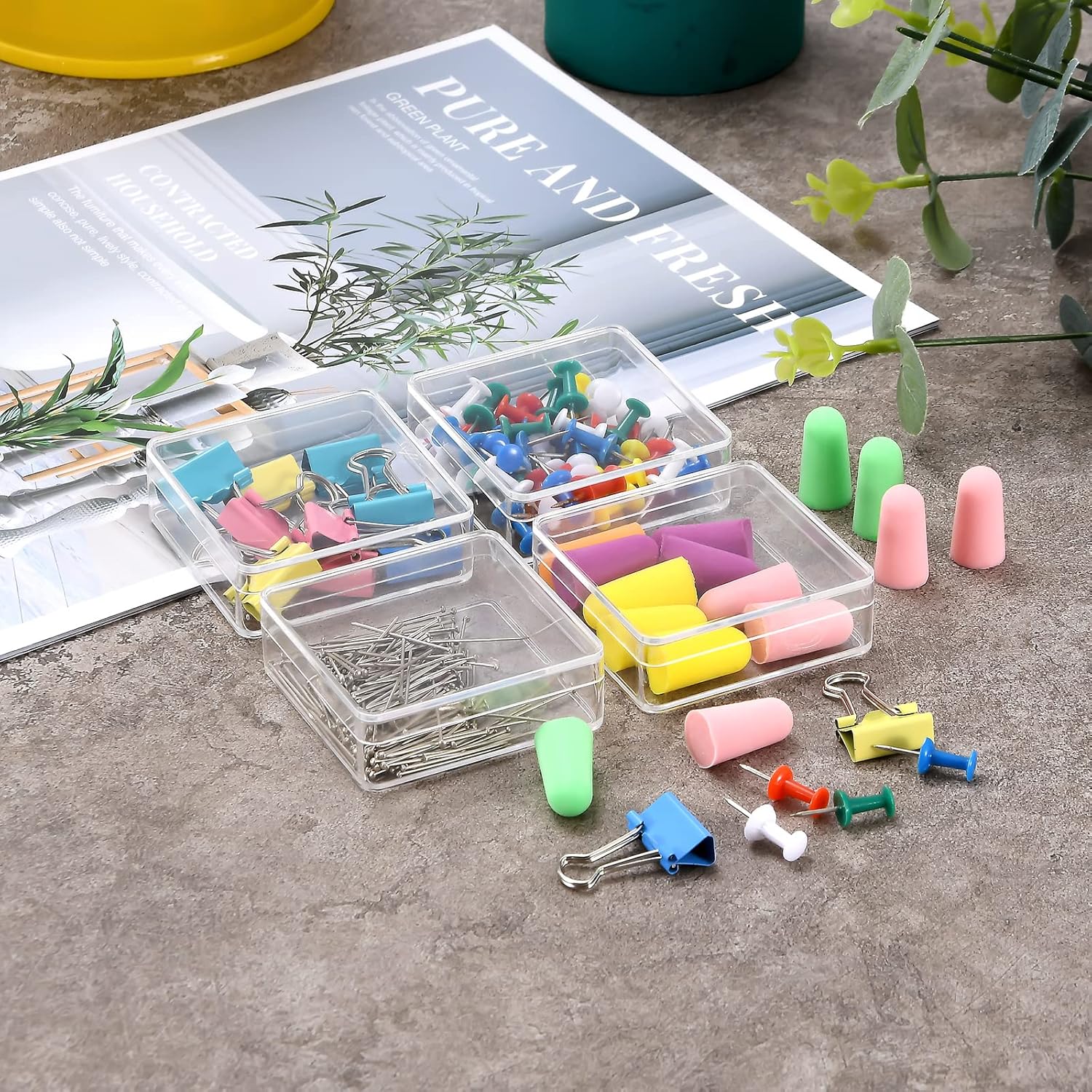 Private Label Small Acrylic Box Clear 6 Pack 2.4x2.4x0.79 Inches Min Clear Plastic Square Containers with Lid for Candy, Pill, Tiny Jewelry Beads, Coins Custom Logo Service