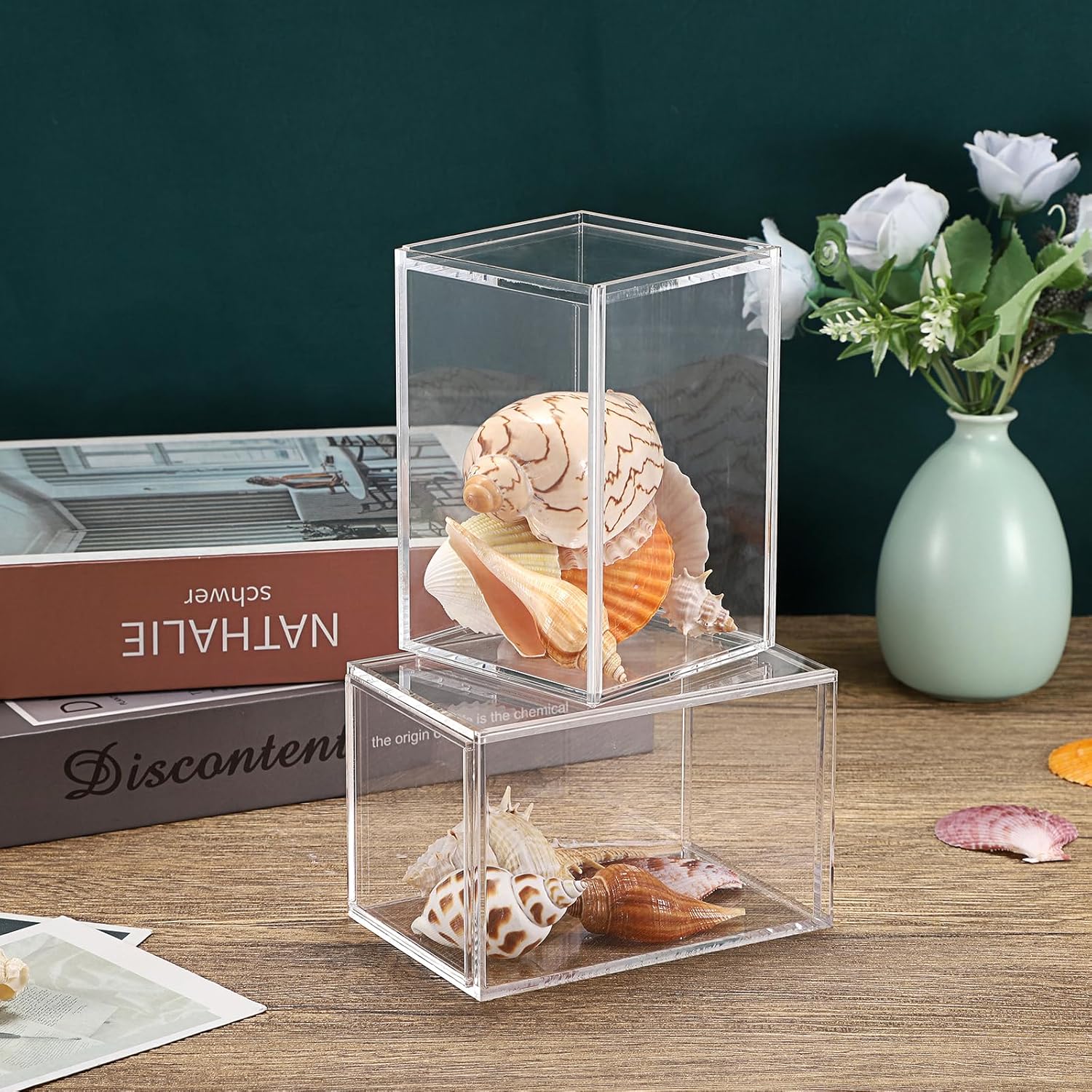 Wholesale OEM ODM JUXYES Pack of 4 Clear Display Case for Mini Action Figures, Acrylic Box With Sliding Door, Stackable Cube Small Showcase, Free Standing Collectibles Protection Factory & Supplier