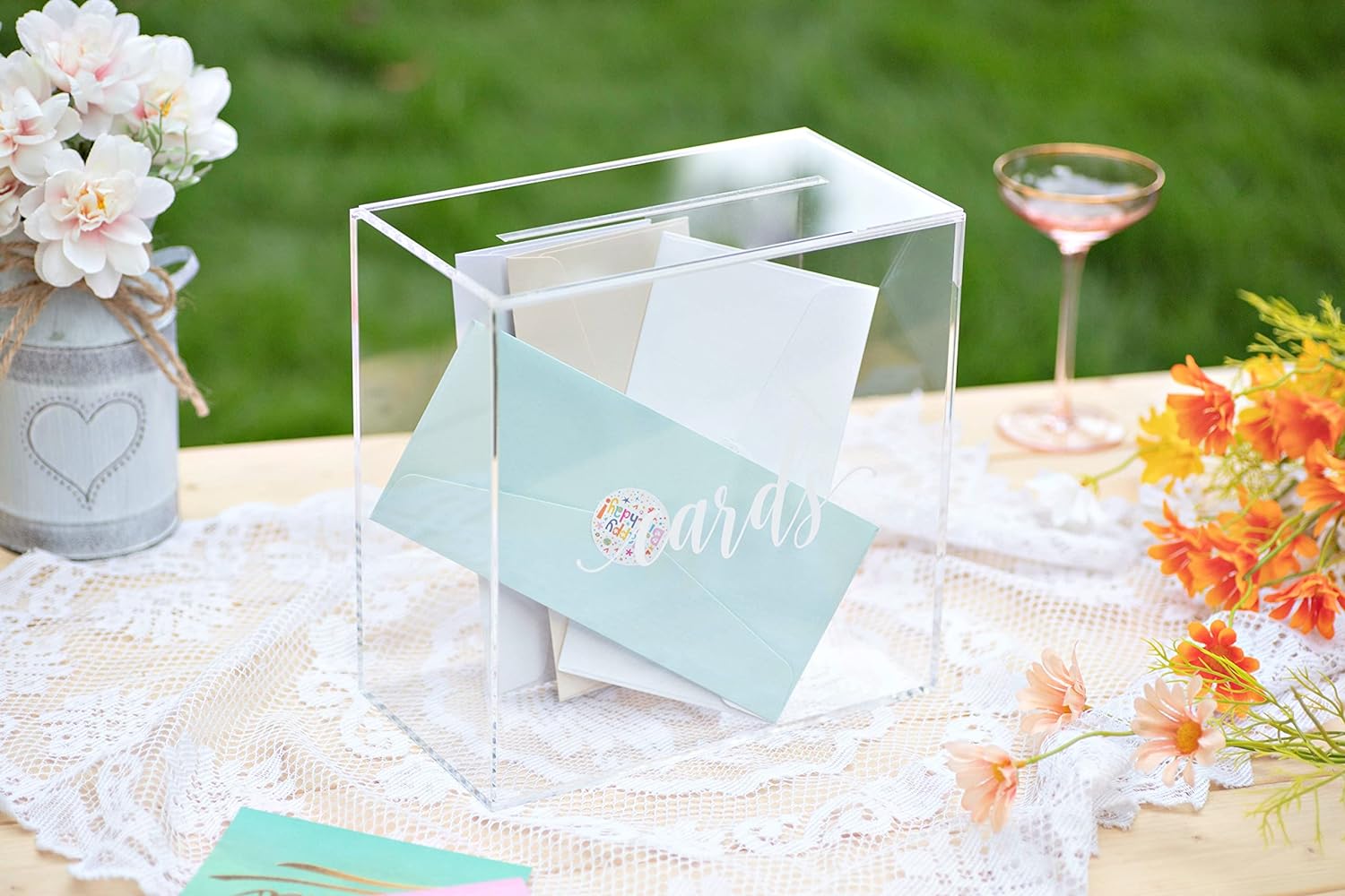ODM UNIQOOO Clear Acrylic Card Box w/Slot, Thick DIY Wedding Box Blank White Print, Large 10x10x5.5 in, for Reception Decoration Fundraiser Money Box Election Ballot Graduation Keepsake Party Favor Custom Mold Development
