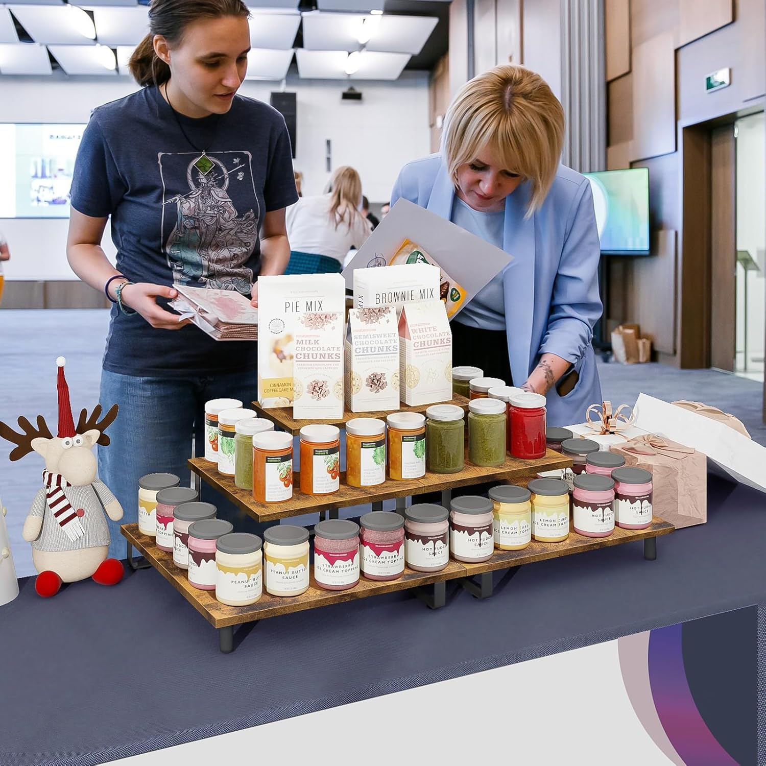 Wholesale OEM ODM ELITEROO 3 Tier Wooden Display Rack, Portable Products Display Stand, 3 Step Straight Display Shelves for Retail Table Top, Counter Top, Craft Shows, Farmers Market, Tradeshows, Vendors Factory & Supplier