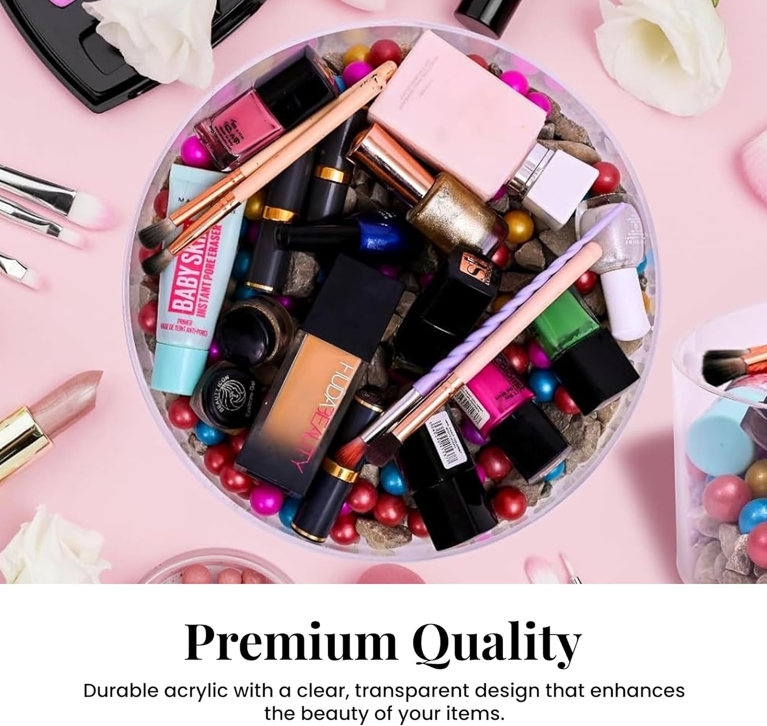 Private Label Acrylic Riser Stand - 3" H x 10" D Round Cylinder Shape, Display Stands for Cake, Figurines, Jewelry, and Crafts. Tabletop Acrylic Stand for Art and Décor, Centerpieces, and More OEM Wholesale Manufacturer