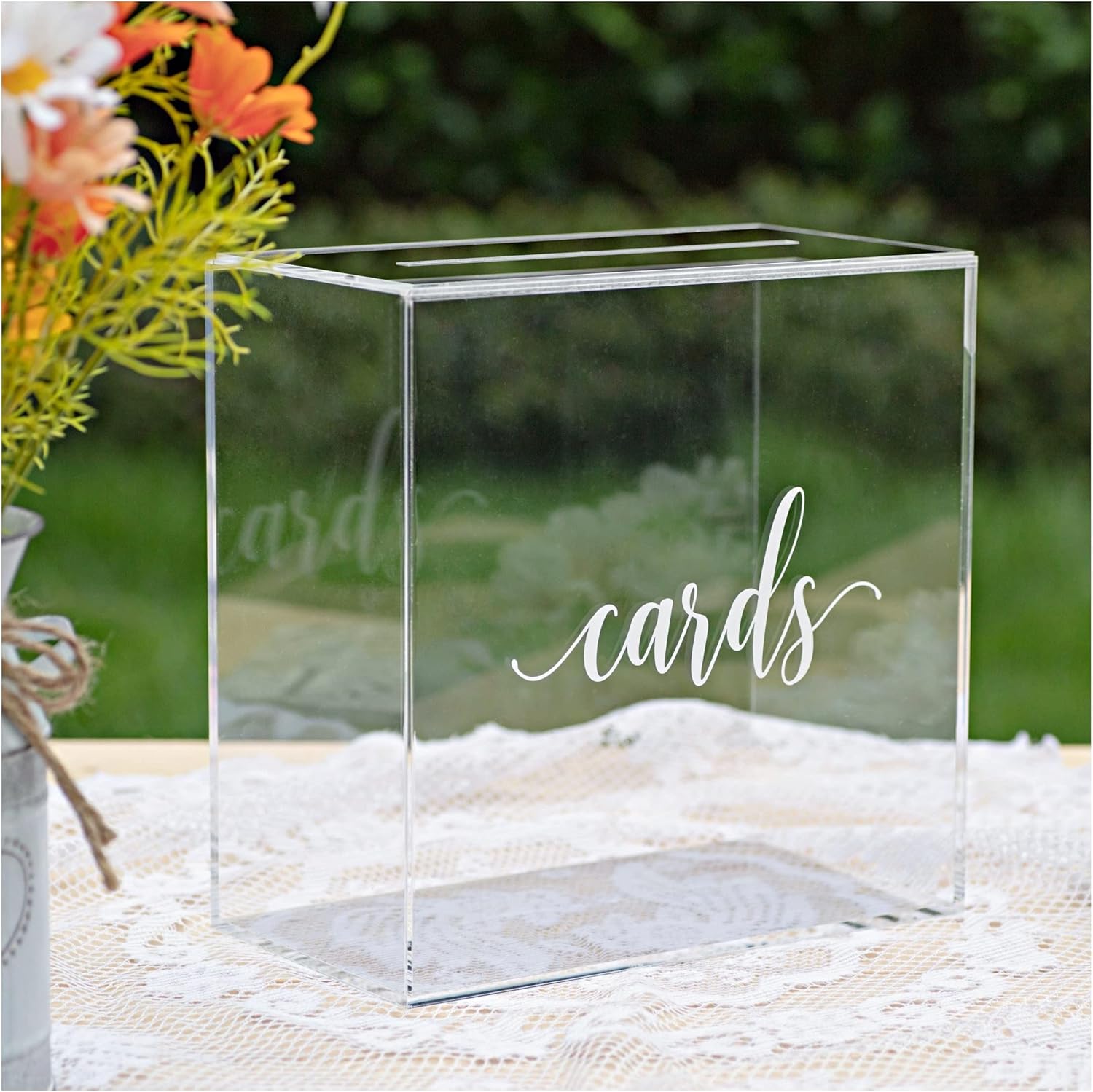 ODM UNIQOOO Clear Acrylic Card Box w/Slot, Thick DIY Wedding Box Blank White Print, Large 10x10x5.5 in, for Reception Decoration Fundraiser Money Box Election Ballot Graduation Keepsake Party Favor Custom Mold Development