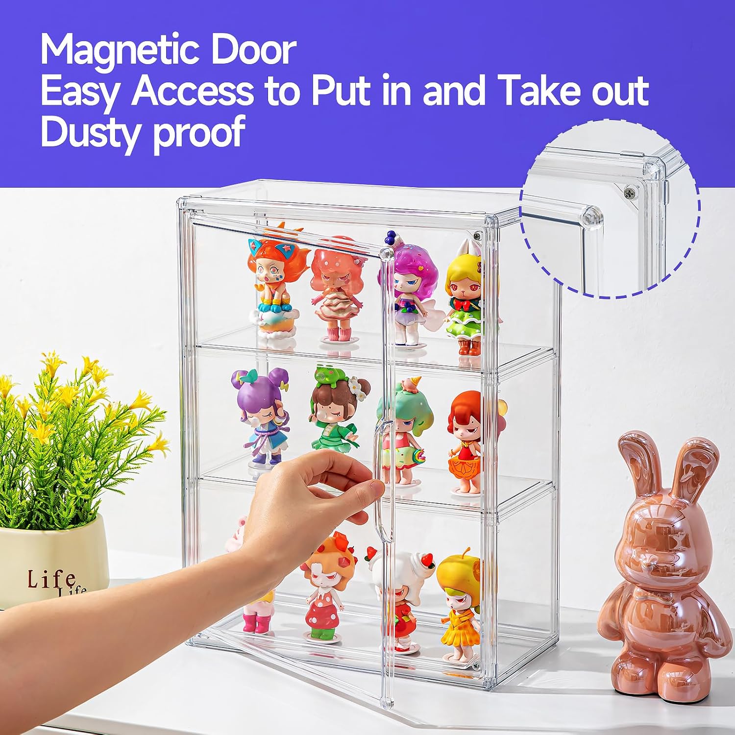 Wholesale OEM ODM Clear Display Case for Figures with Magnetic Door, Acrylic Display Cases for Collectibles, 3Tiers Acrylic Storage Organizers Box, Desktop or Wall-Mounted Showcase for Collectibles Action Figure (1) Factory & Supplier