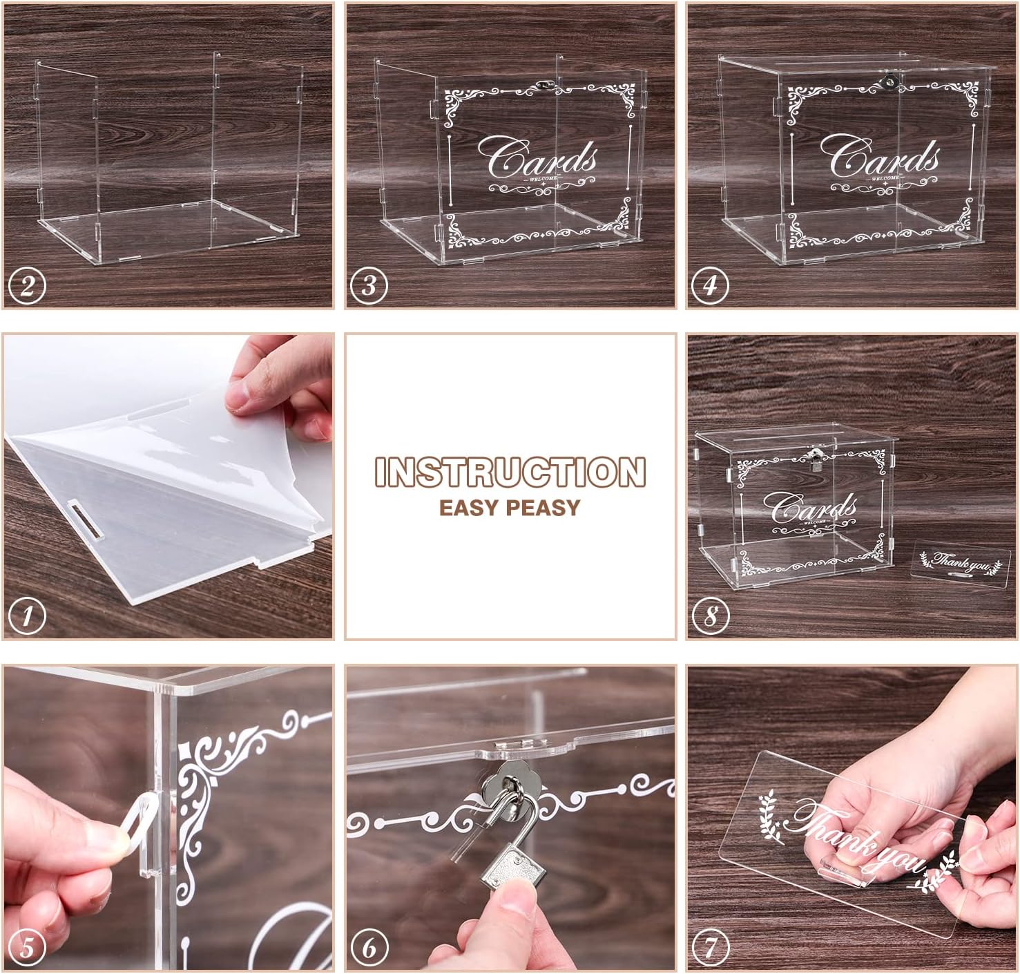 ODM Ywlake Acrylic Wedding Card Box Money Post Gift Box Holder, Clear Card Box Large Letter Envelope Boxes with Lock and Slot for Reception Anniversary Birthday Party Baby Shower Custom Mold Development