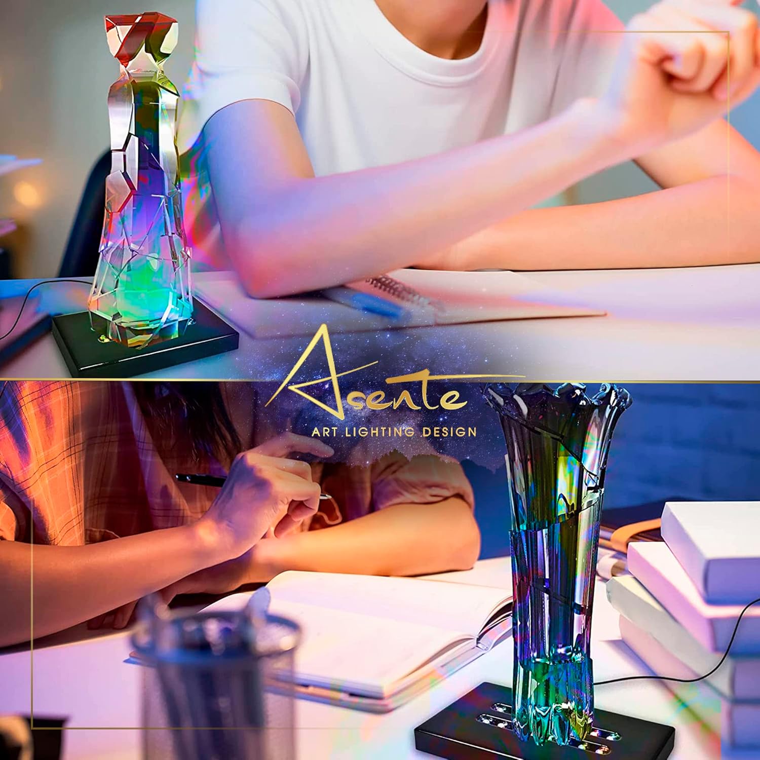Private Label 5 LED Light Pedestal - Programmable Black Satin Matte Base Stand AC/USB Powered - for 3D Crystal Glass Art - Trophy, Orb & Crystal Light Bases - Illuminated Holder - Lighted Paperweight OEM Wholesale Manufacturer