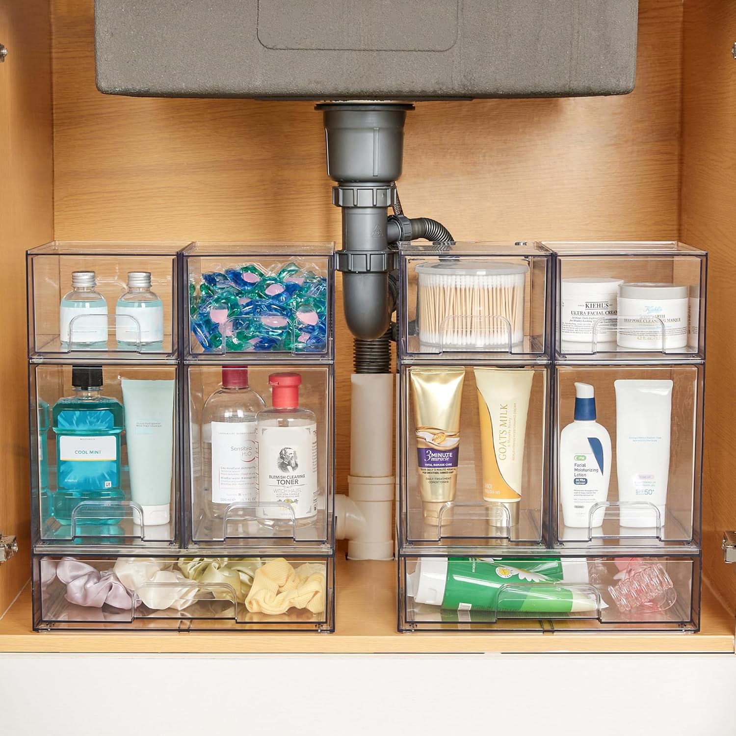 Private Label Vtopmart Stackable Storage Drawers Set of 3,Clear Plastic Organizer Bins for Makeup, Cosmetics, Beauty Supplies,Ideal for Vanity, Bathroom,Cabinet,Pantry Organization Custom Logo Service