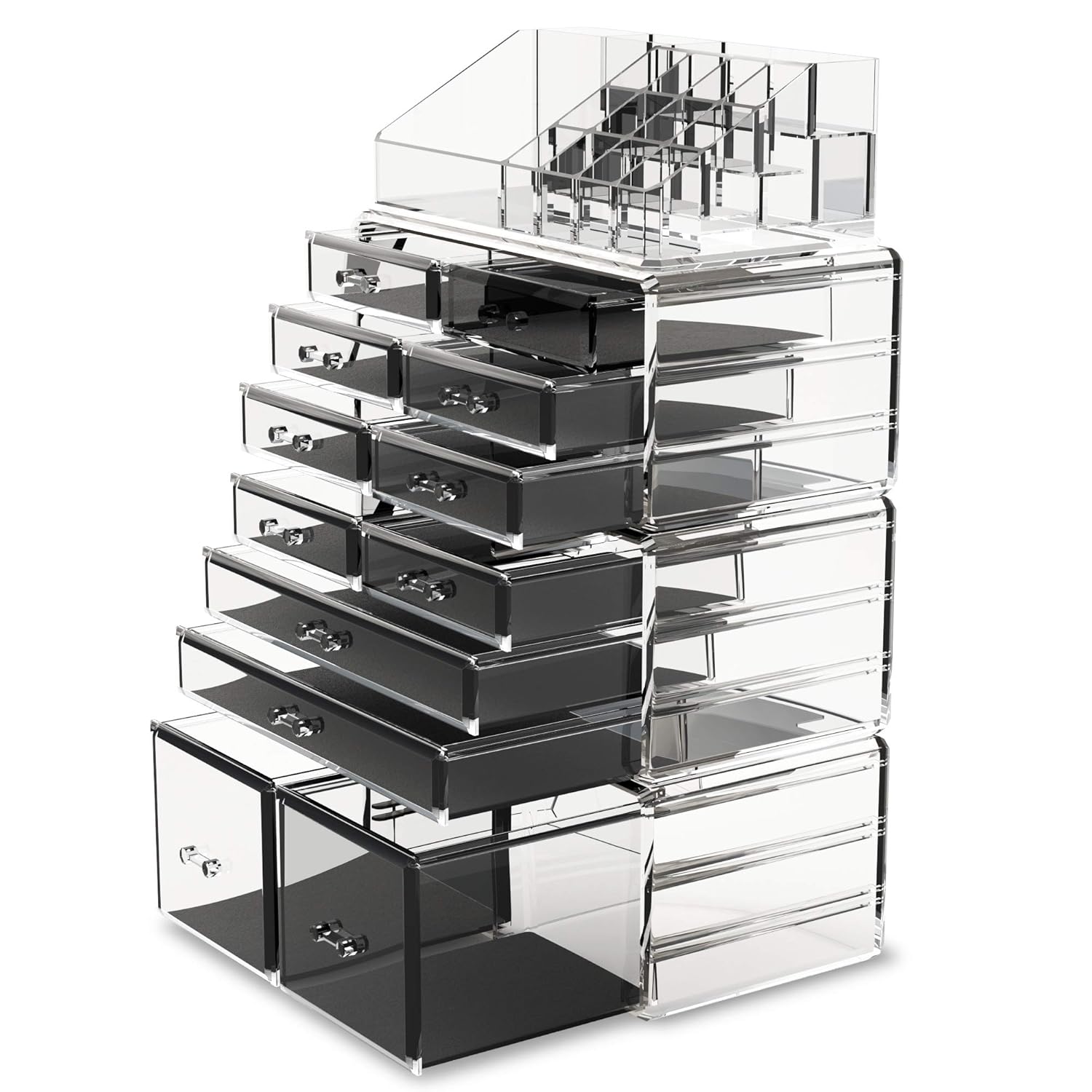 Private Label Readaeer Makeup Cosmetic Organizer Storage Drawers Display Boxes Case with 12 Drawers(Clear) Custom Logo Service