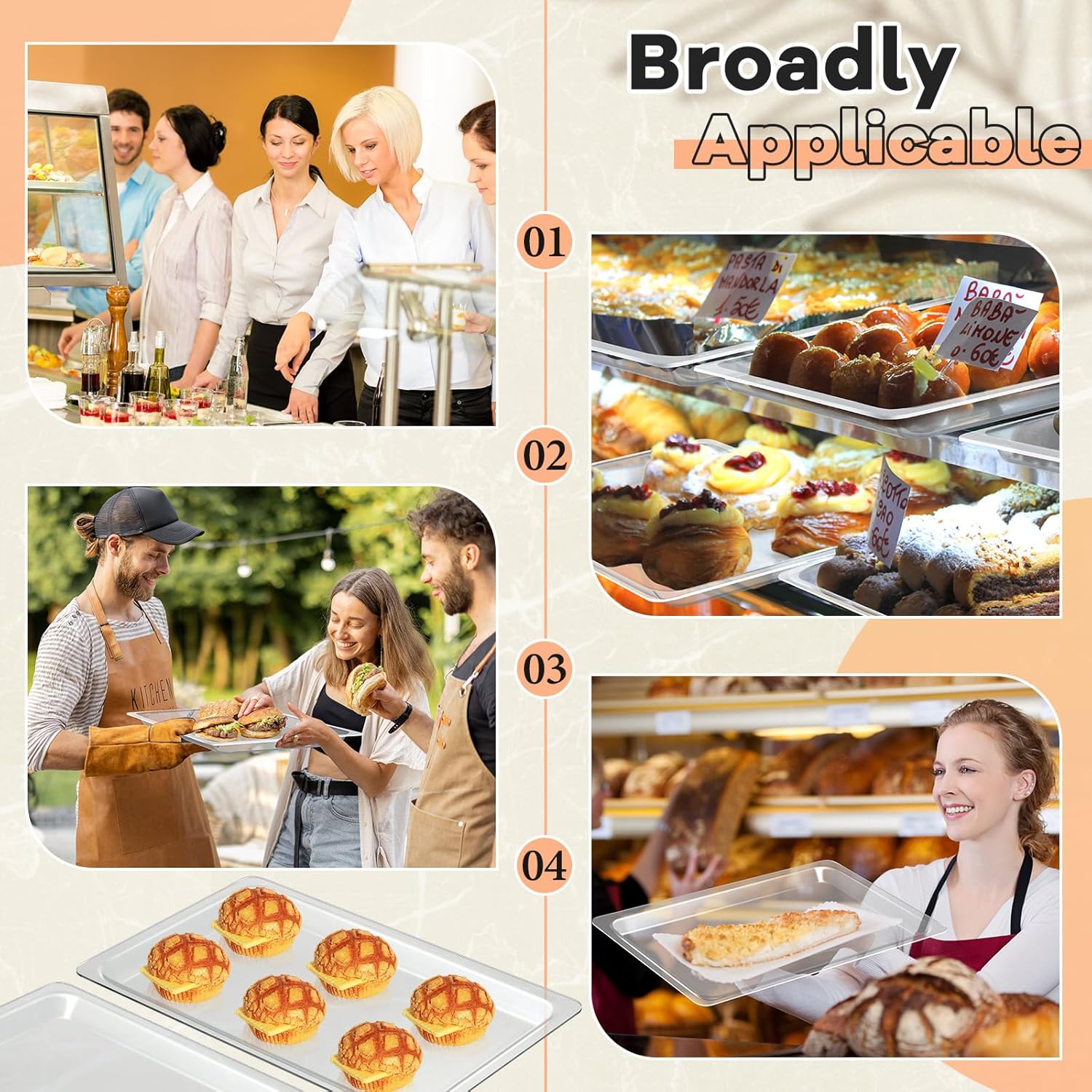 Wholesale OEM ODM 6 Pack Clear Acrylic Bakery Display Case Tray 20-1/4 x 13-7/16 Inch Countertop Pastry Case Tray for 2/3/4 Tier Bakery Display Baked Goods Bread Bagels Donuts Food Retail Commercial Home Factory & Supplier