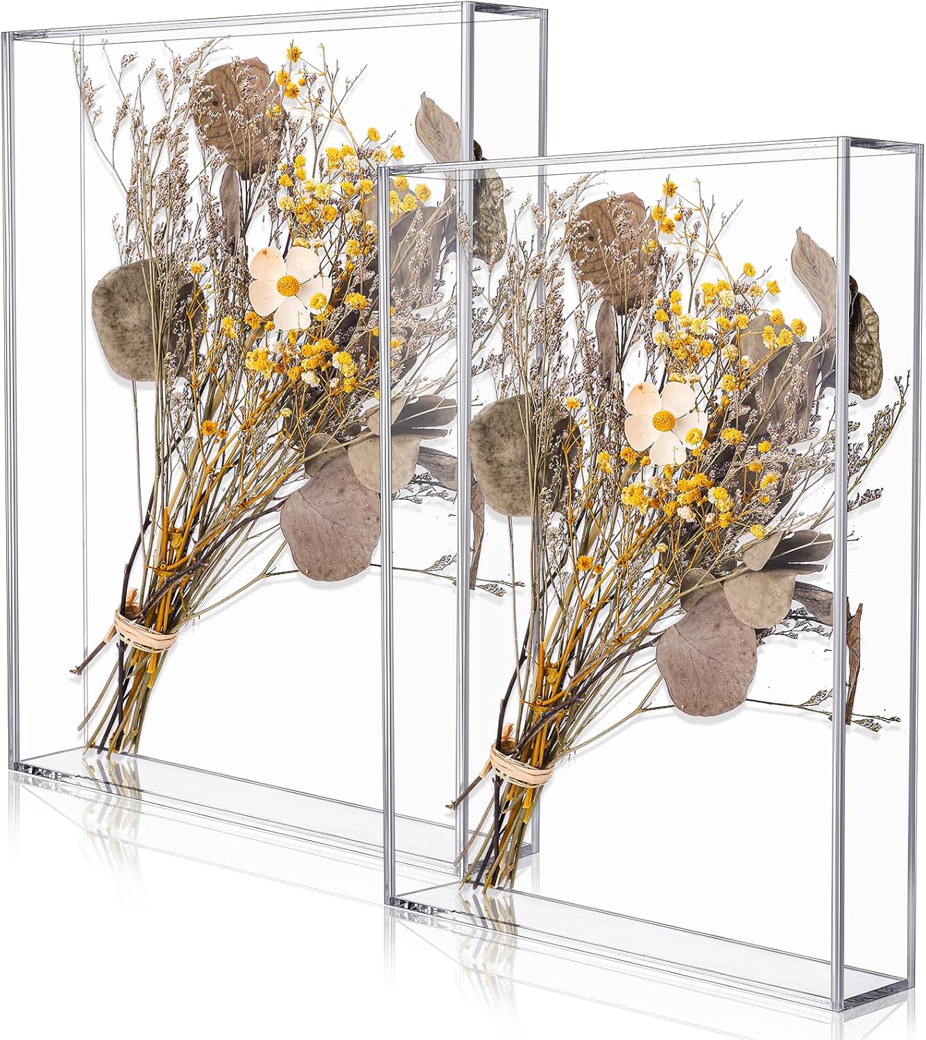 Barydat 2 Pcs Acrylic Shadow Boxes Display Cases, Shadow Box DIY Frame Clear Acrylic Display Cases Wedding Memory Dried Flower Container Picture Photo Frame for Valentine Day Wedding(11 x 14'')