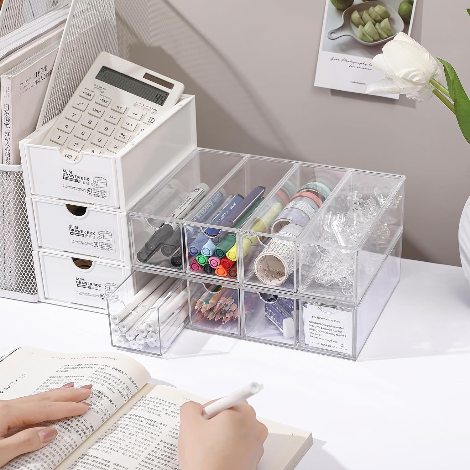 Private Label Acrylic Stackable Drawer Organizer with 4 Clear Drawers for Bathroom & Vanity Makeup Storage Factory Direct Price