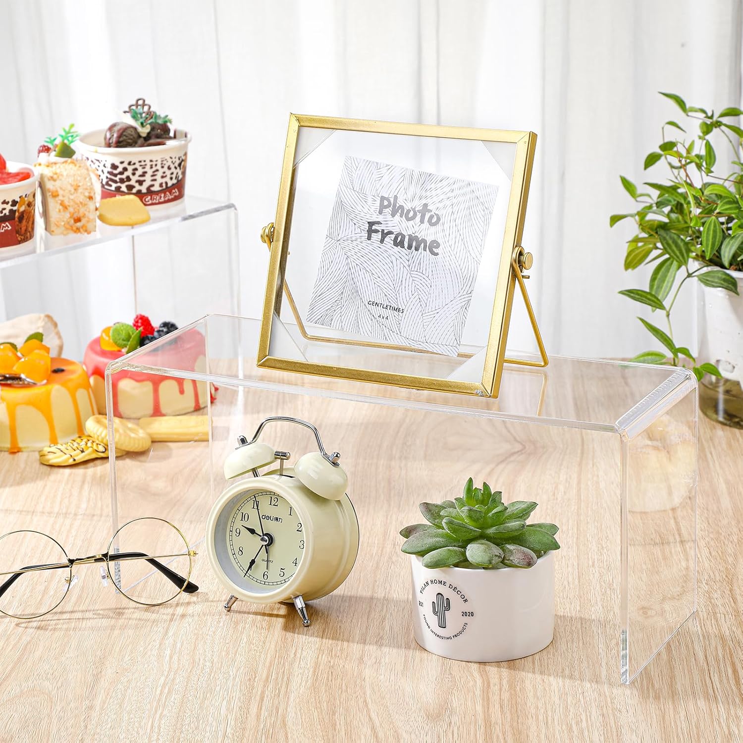 Private Label Soaoo 4 Pcs Large Clear Acrylic Riser for Display Acrylic Shelf Riser Jewelry Stand Retail Desktop Display Stand for Cupcake, Collectibles, Organize, Decor(10.25 x 4 x 4.25 Inches) OEM Wholesale Manufacturer
