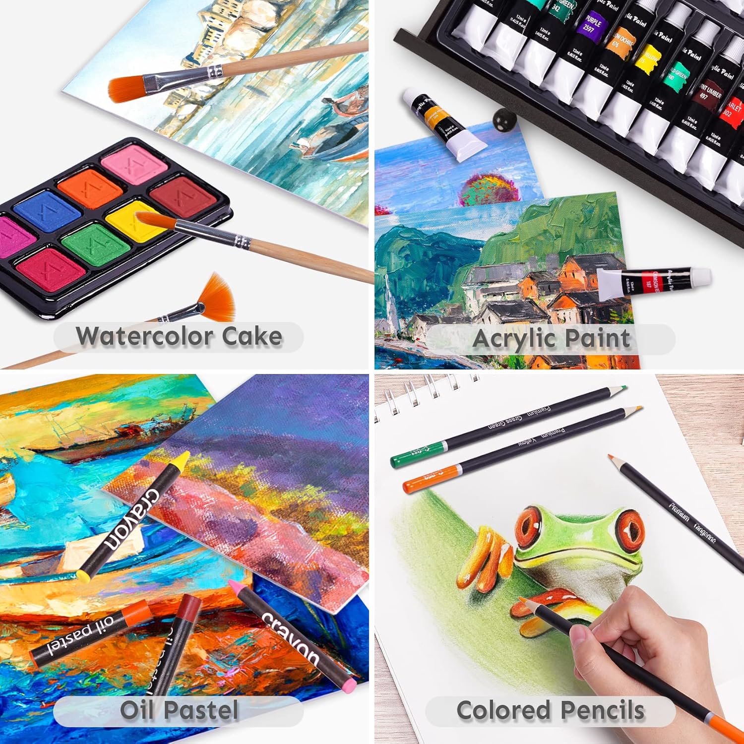ODM 175 Piece Deluxe Art Set with 2 Drawing Pads, Acrylic Paints,Crayons,Colored Pencils,Paint Set in Wooden Case,Professional Art Kit,Art Supplies for Adults,Teens and Artist,Paint Supplies Custom Mold Development