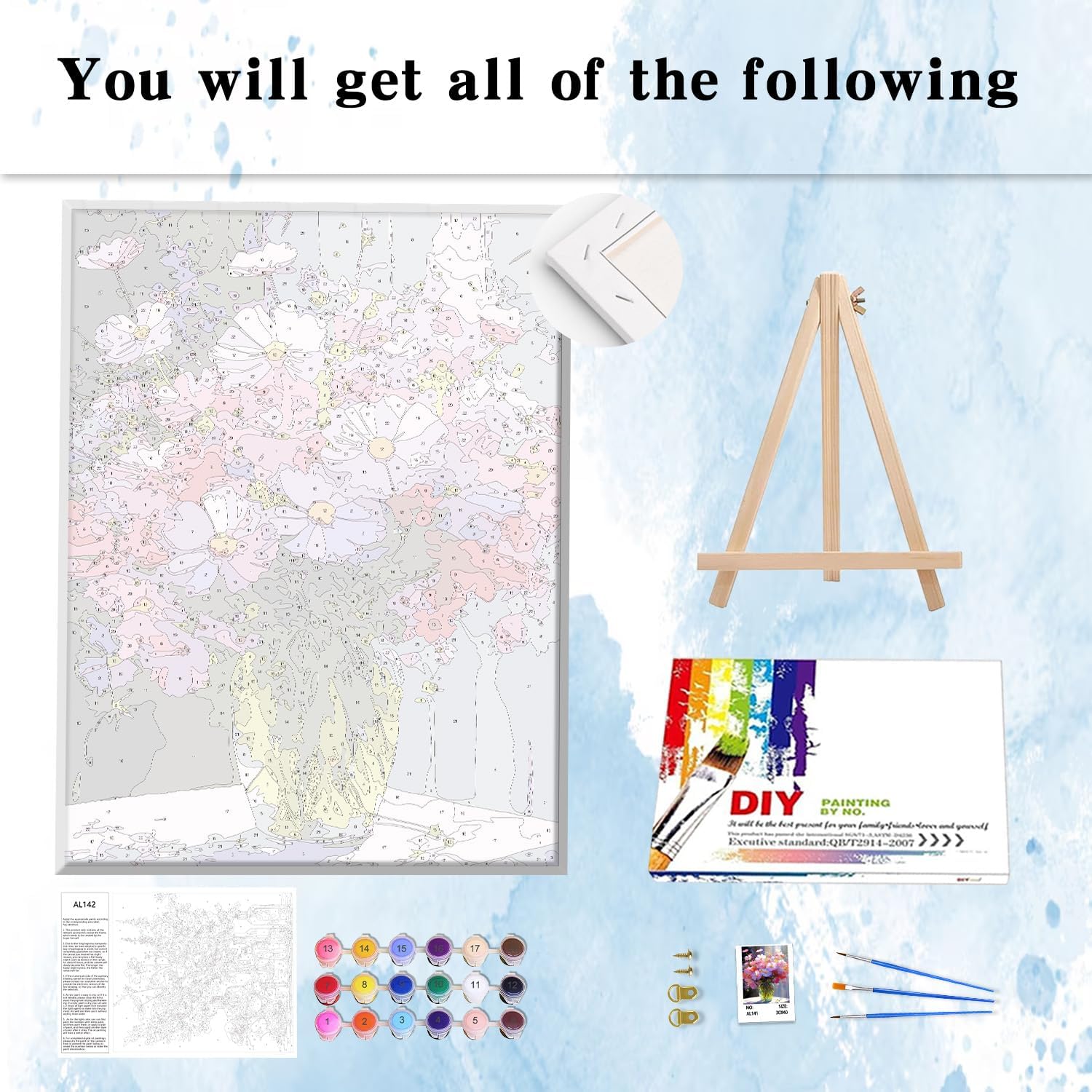 ODM HITIRECOVI Flowers Paint by Number Framed,Paint by Numbers with Frame-with Wooden Easel,DIY Acrylic Painting by Numbers in Colorful Gifts Box for Wall Decor 12x16inch Custom Mold Development