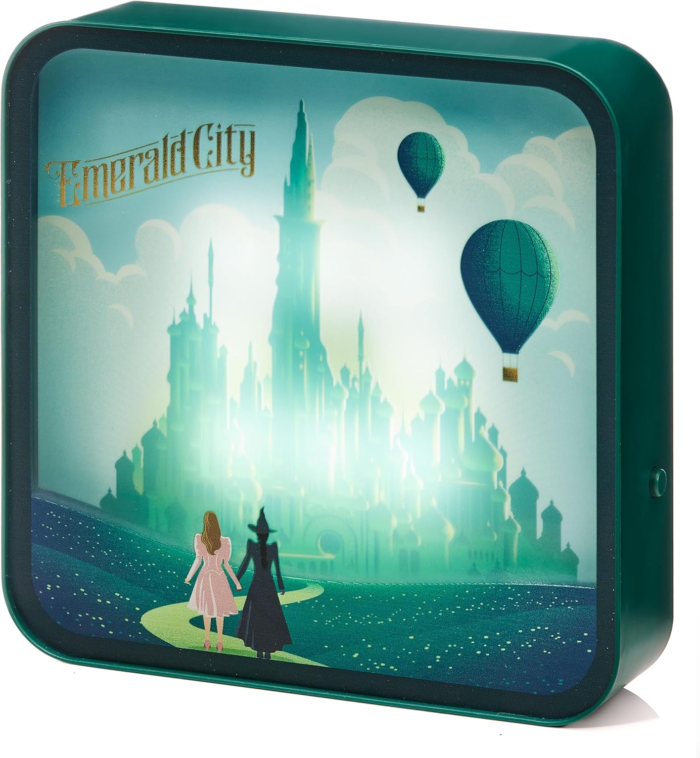 Official Wicked LED Light Box Acrylic Lamp – Elphaba & Glinda Design – USB Powered or Battery Operated – Desk, Shelf, or Wall Mountable