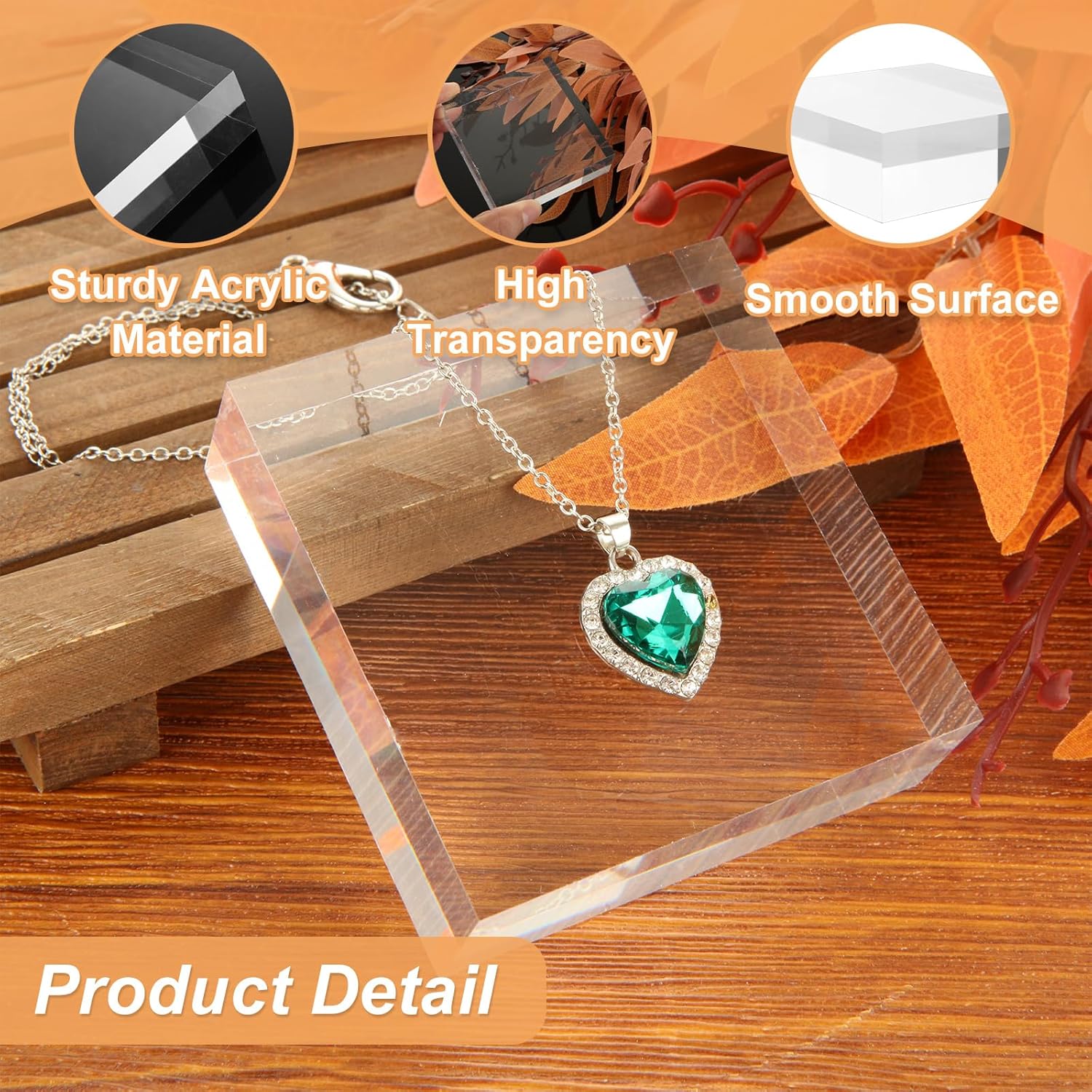 ODM 6 Pcs Acrylic Block 3" x 3" x 1" Clear Acrylic Cube, Polished Lucite Blocks Square Acrylic Base for Displaying Jewelry, Necklace Custom Logo Service