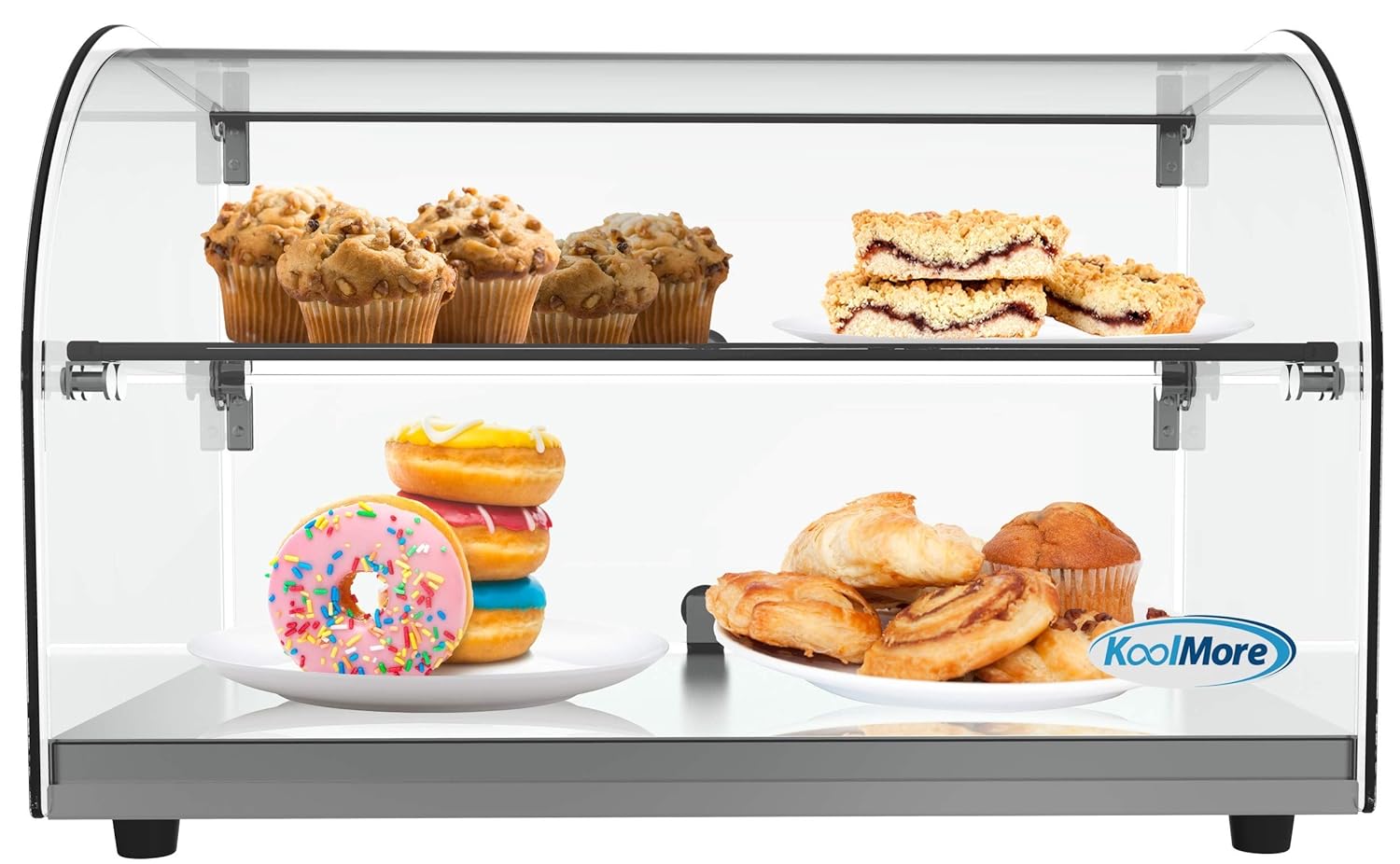 KoolMore - DC-2C 22" Commercial Countertop Bakery Display Case with Front Curved Glass and Rear Door - 1.5 cu. ft.