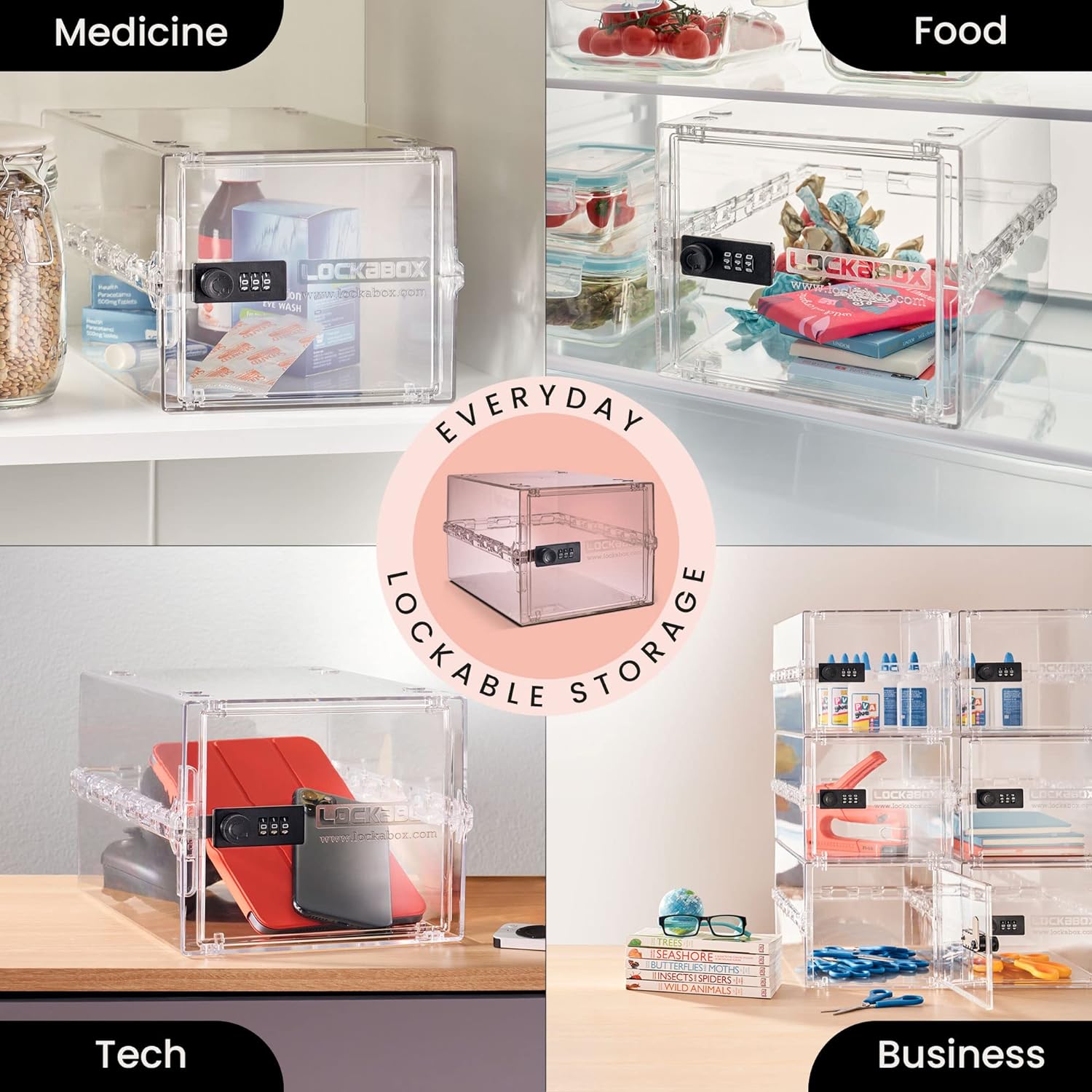 Private Label Lockabox One™ | Premium Lock Box | 10 Litre Combination Lock Box For Food, Medicine & Home Safety | External Size 12 x 8 x 6.6 inches (Crystal) Custom Mold Development