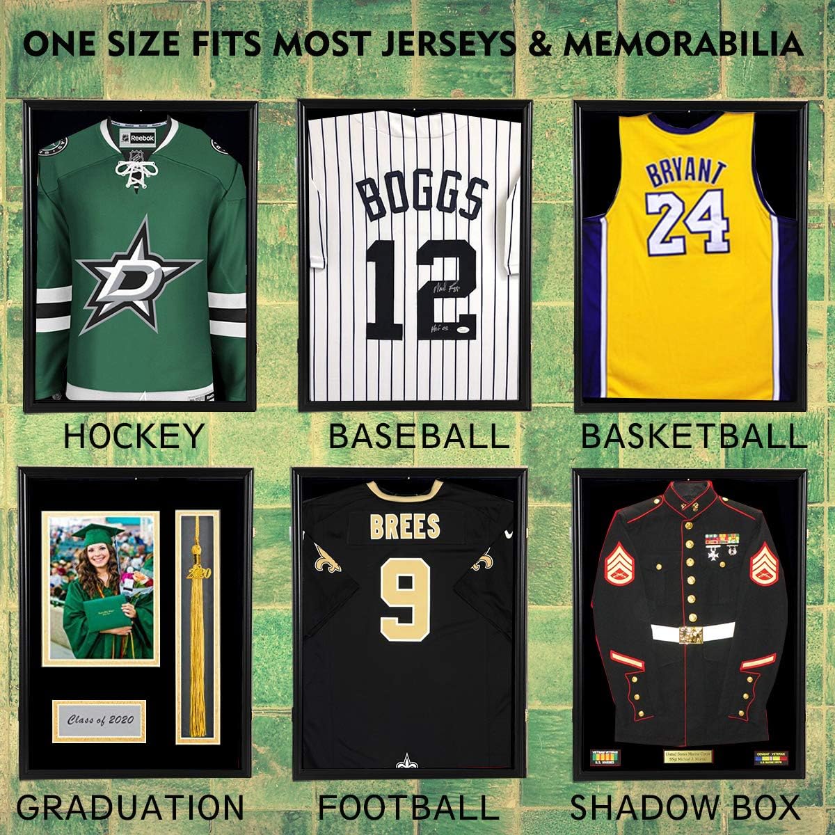 Private Label Jersey Display Frame Case Large Frames Shadow Box Lockable with UV Protection Acrylic Hanger and Wall Mount Option for Baseball Basketball Football Soccer Hockey Sport Shirt Custom Mold Development