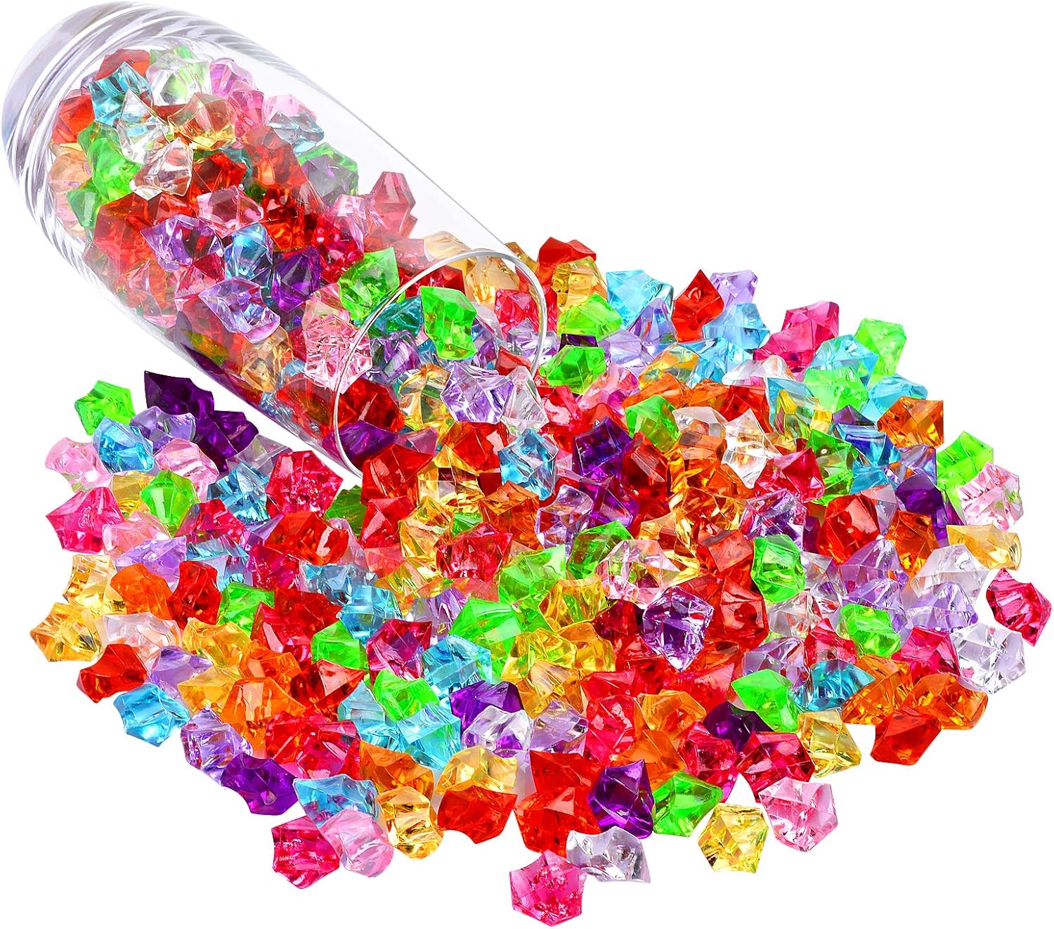 ODM 180-190pcs Premium Multicolored Fake Crushed Ice Rock Plastic Gems Jewels Acrylic Ice Rock Crystals Treasure Fake Diamonds Plastic Ice Cubes for Kids Toy Decoration Wedding Display Vase Fillers Crafts Custom Logo Service