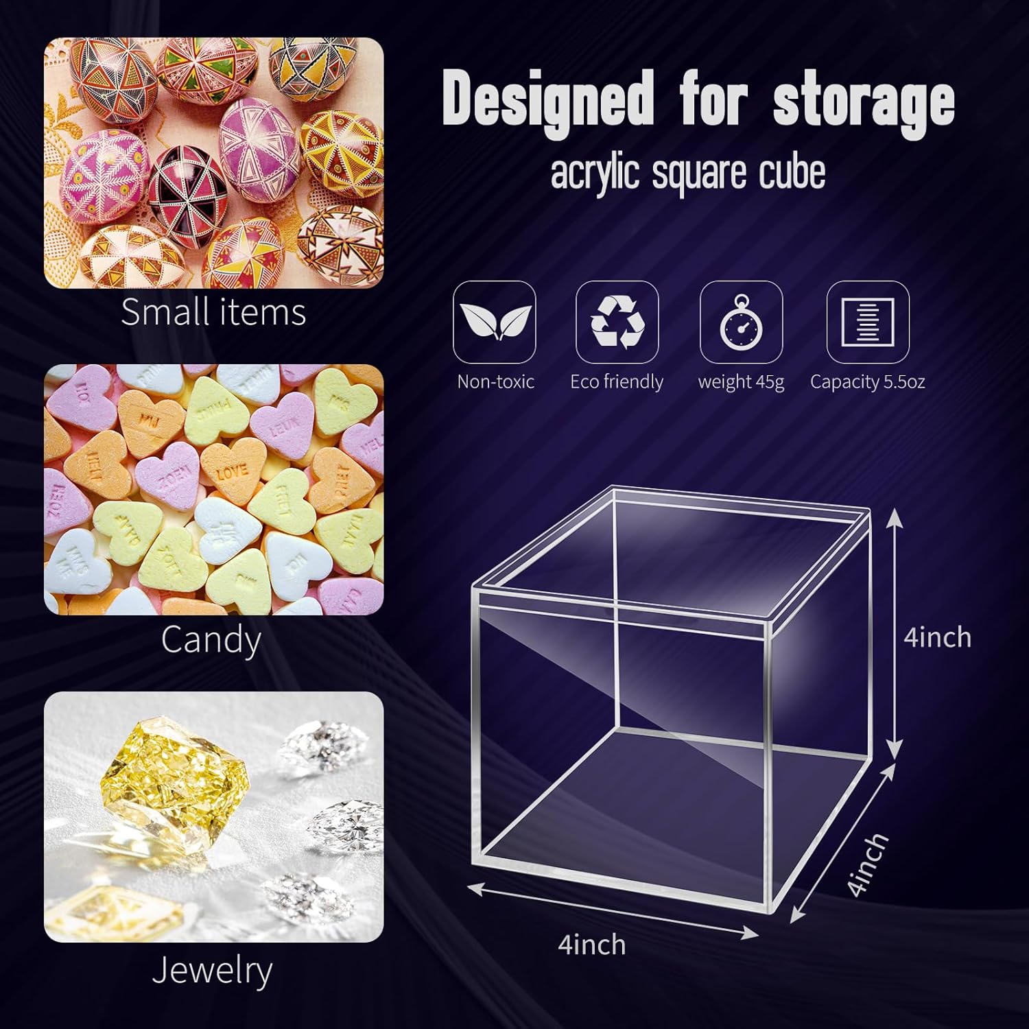 ODM 12Pack 4x4x4 Inches Acrylic Containers Clear Box with Lids for Display Acrylic Gift Box & Clear Multi Purpose Organizer Candy Storage for Cosmetics, Makeup, Jewelry, Party Favor Custom Logo Service