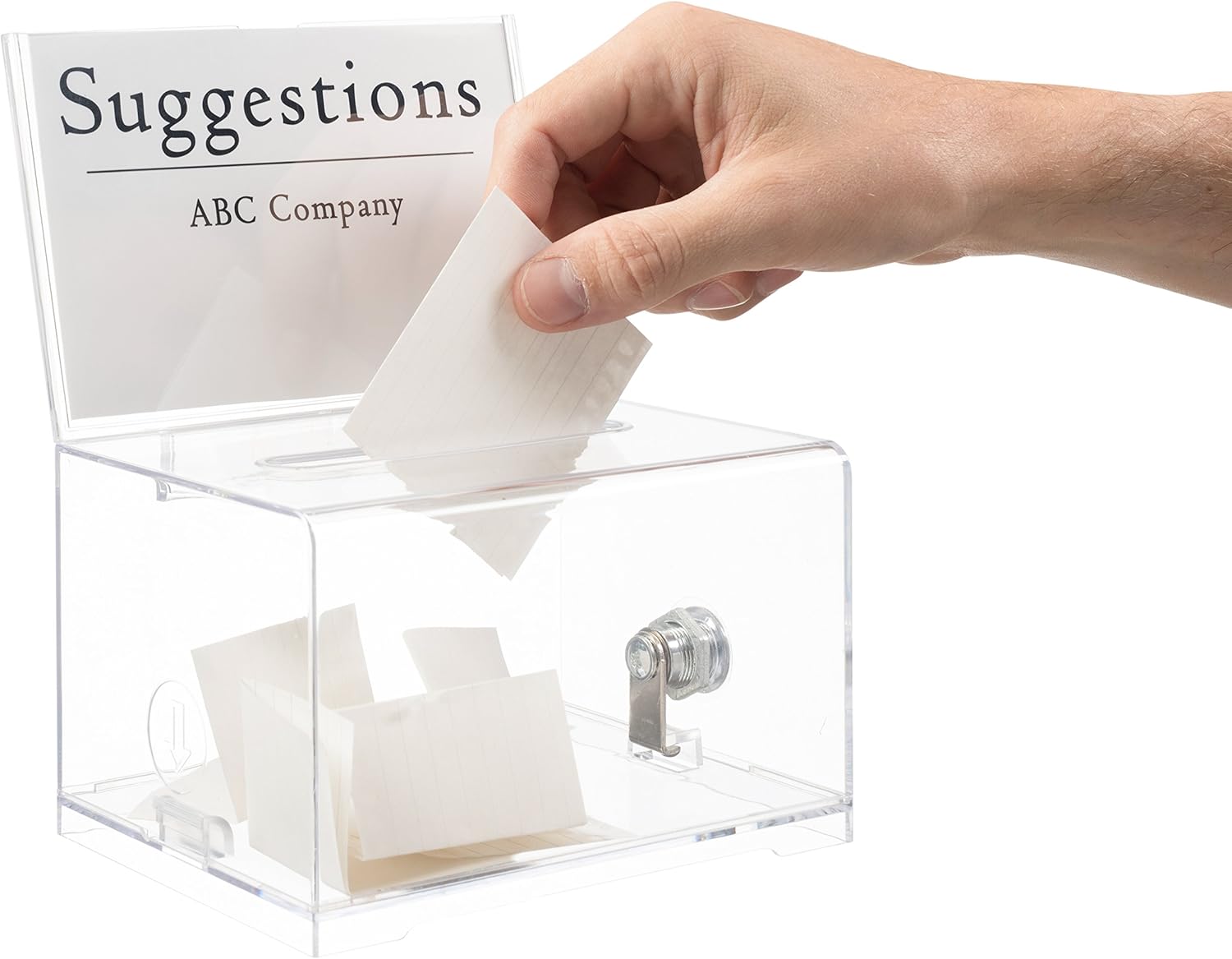 Private Label Adir Acrylic Donation Ballot Box with Lock - Secure and Safe Clear Slotted Suggestion Box - Storage Lock Deposit Box with Keys for Cards, Votes, Tickets, Feedback and Money (6.25 x 4.5 x 4 inches) Custom Mold Development
