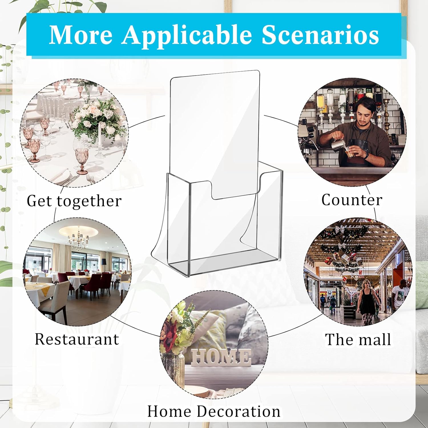 Wholesale 10 Pieces Acrylic Brochure Holder 8.2'' x 5.5'' Clear Acrylic Literature Holder Plastic Flyer Display Stand or Vendors, Brochure, Magazine, Pamphlet, Booklets, Menu China Factory Bulk Supply