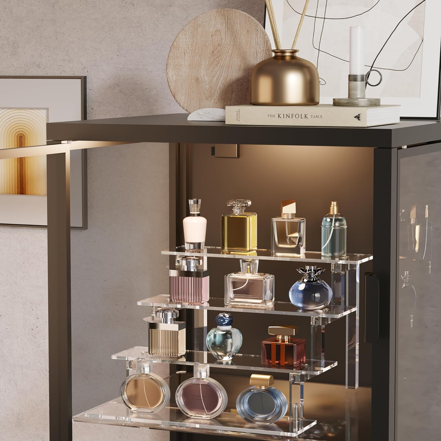 ODM WINKINE Acrylic Display Shelves, Perfume Stand, 4 Tier Figurine Riser Shelf, Cupcake Stand Makeup Display Riser, Clear Cologne Organizer for Bedroom, Cabinet, Countertop, Desktop, 2 Pack Custom Logo Service