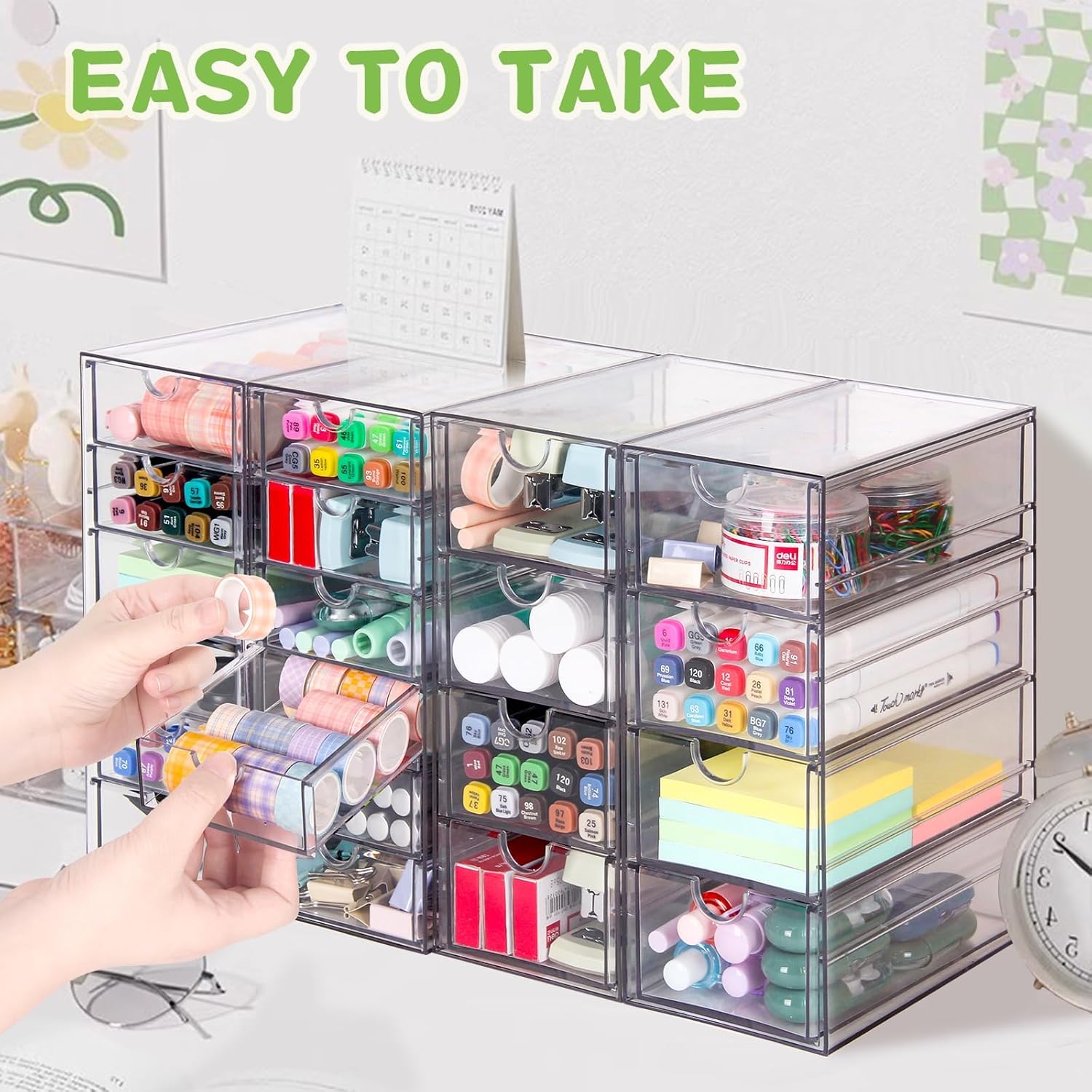 Private Label Acrylic Organizer with Drawers | 20 Drawers 4 Sets | Desk Organizer and Storage, Clear Makeup Organization, For Office/Art Supply/Craft Storage and Organization Factory Direct Price